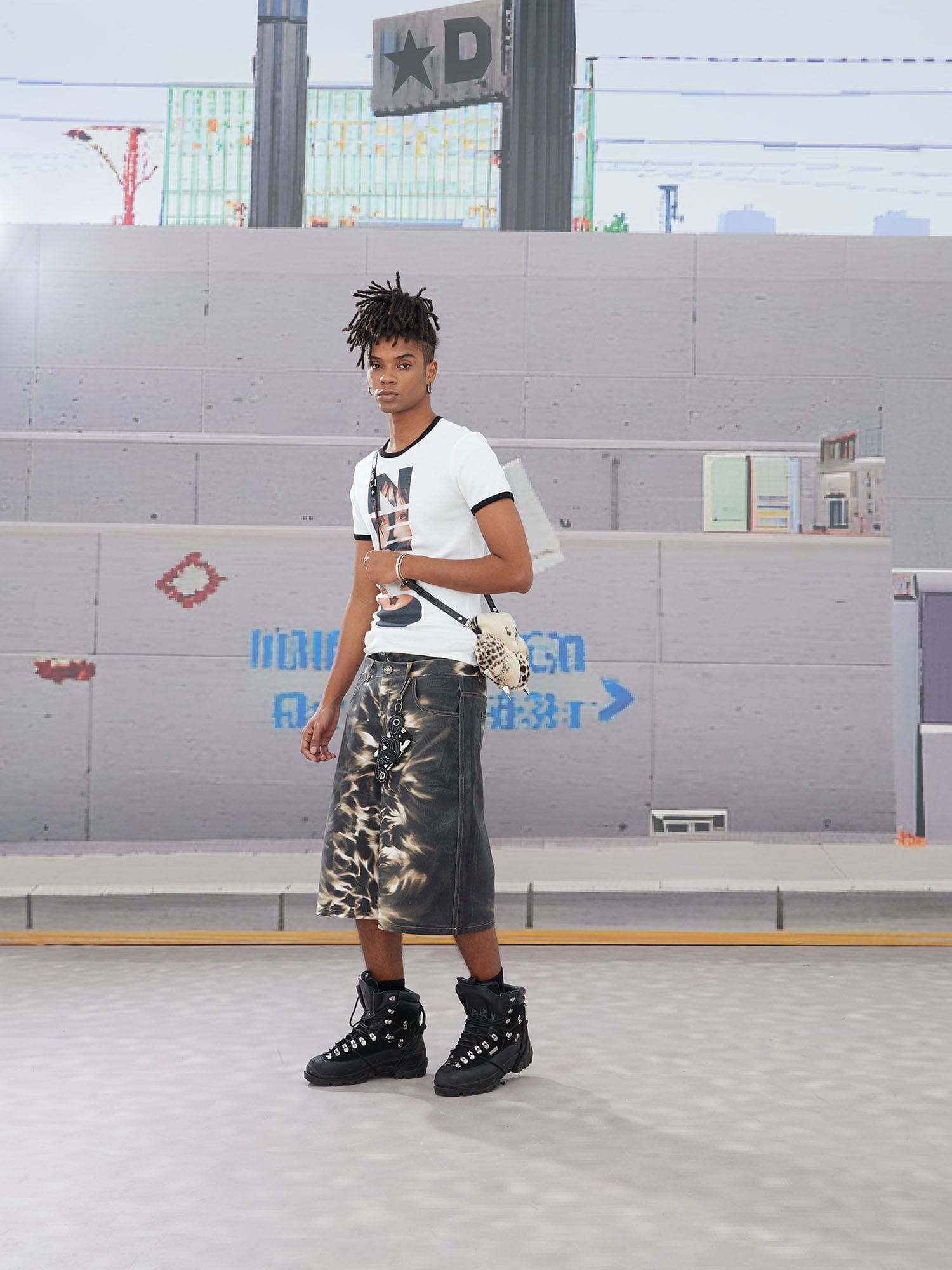 DND4DES Abstract Leopard Double-Waistband Denim Shorts-Shorts-XS-Free Shipping Leatheretro