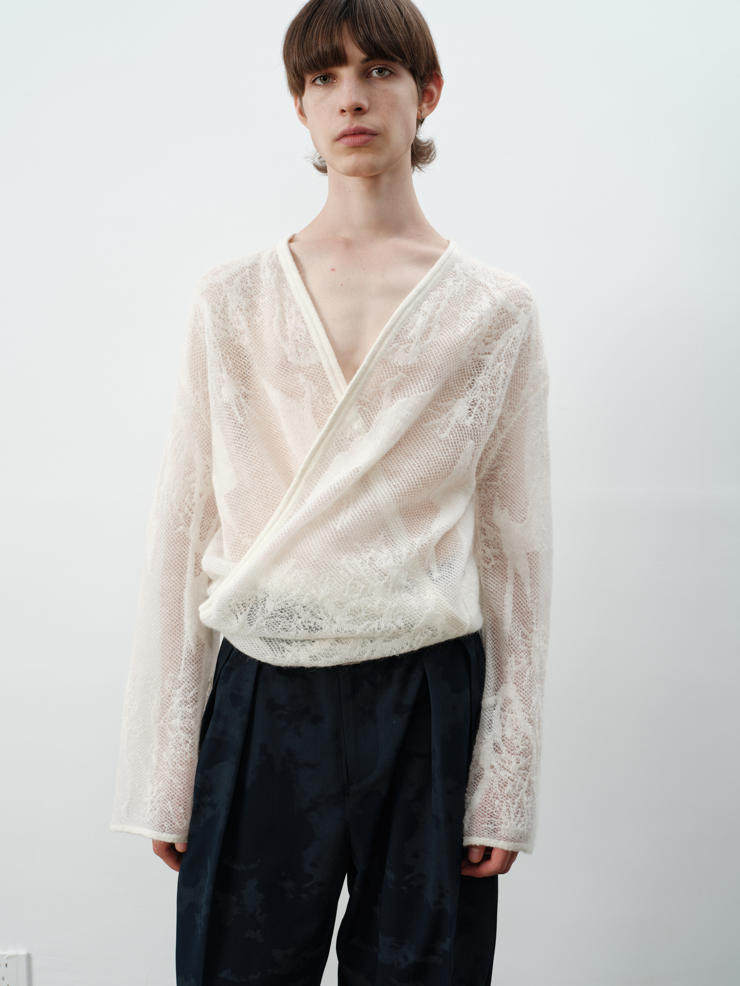 GRAINMUSTARD Alpaca Openwork Jacquard Wrap Long-Sleeve Tee-L/S Tee-One Size-Free Shipping Leatheretro