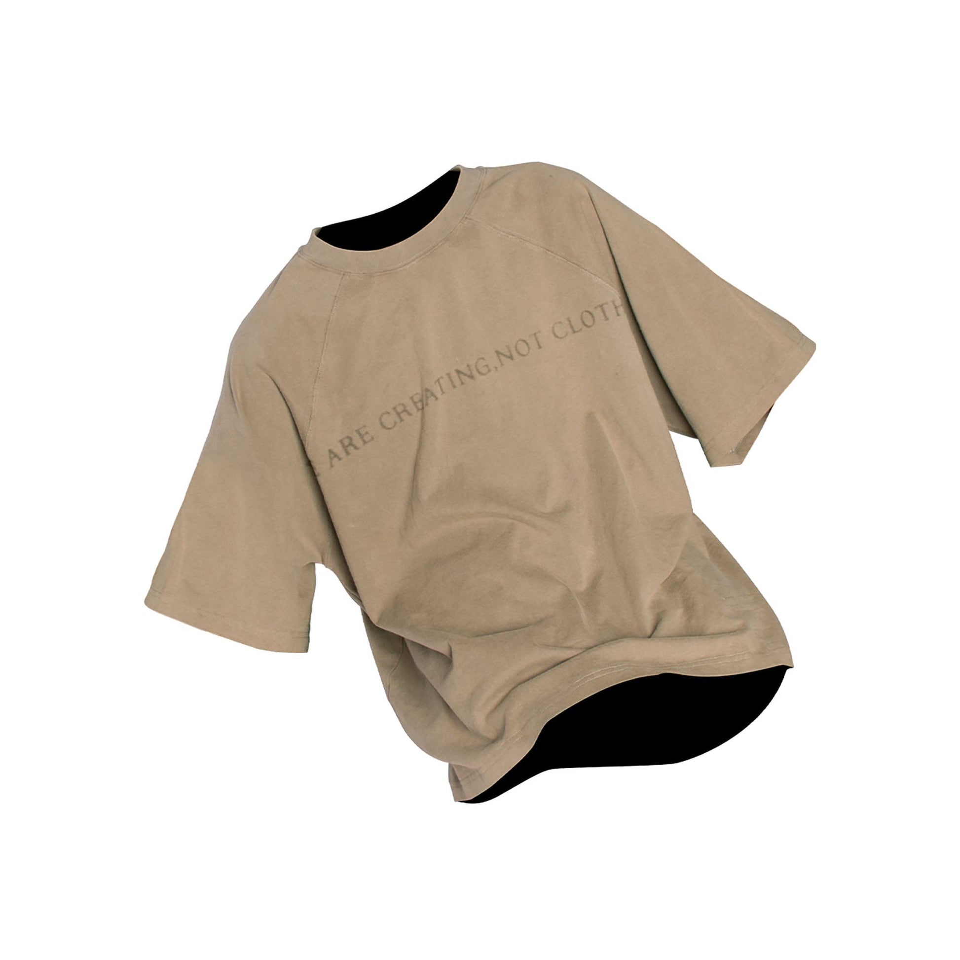 RELABEL Slogan Washed Spliced Raglan T-Shirt-T Shirt-Brown-XS-Free Shipping Leatheretro