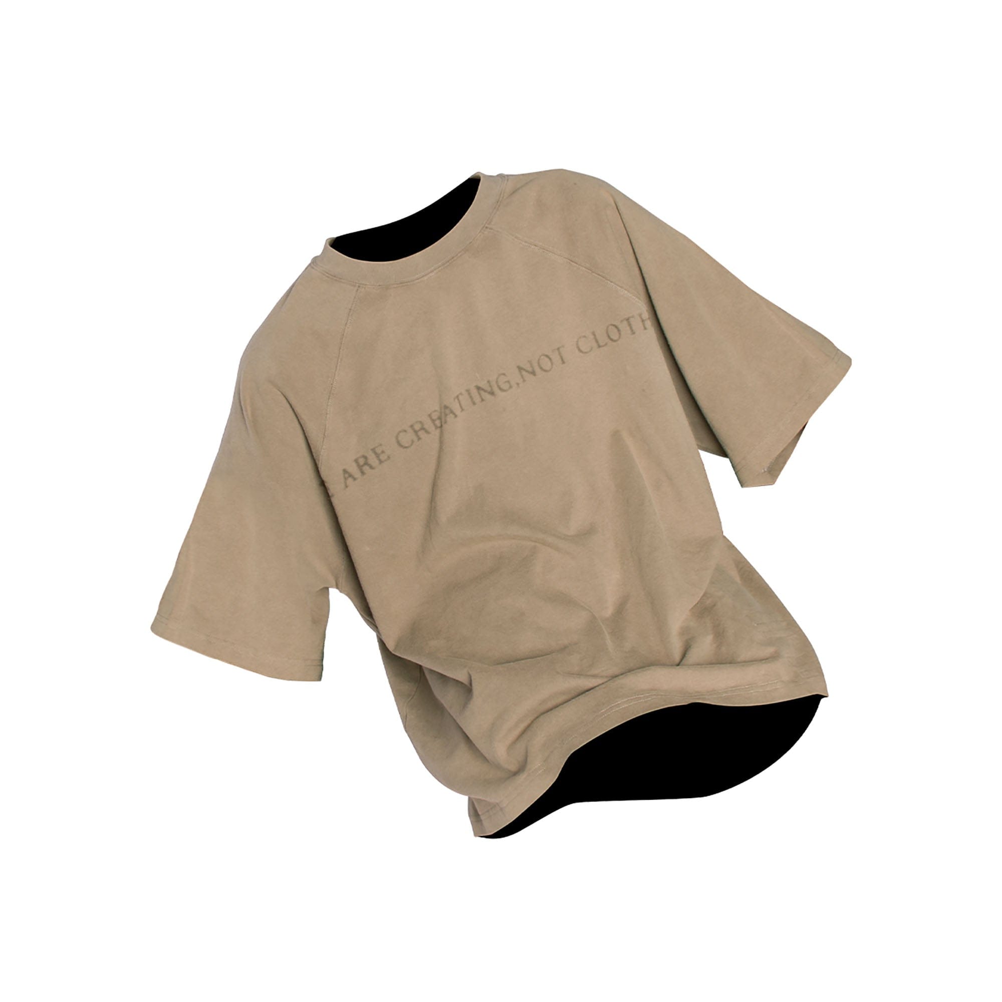 RELABEL Slogan Washed Spliced Raglan T-Shirt-T Shirt-Brown-XS-Free Shipping Leatheretro