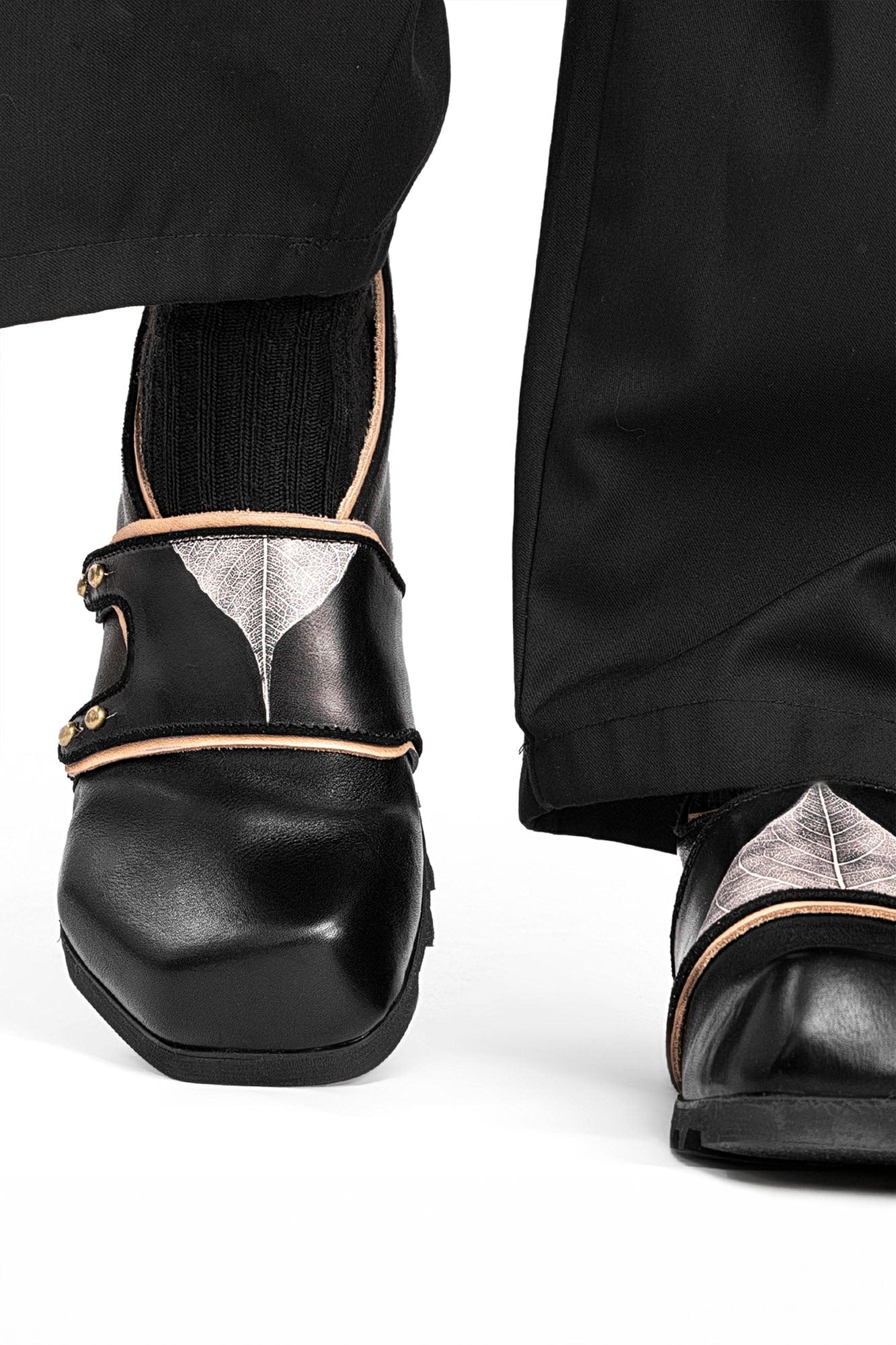 REWRITE¡ÁNO SENSE Leaf Cowhide Velcro Loafers-Shoes-38.5-Free Shipping Leatheretro