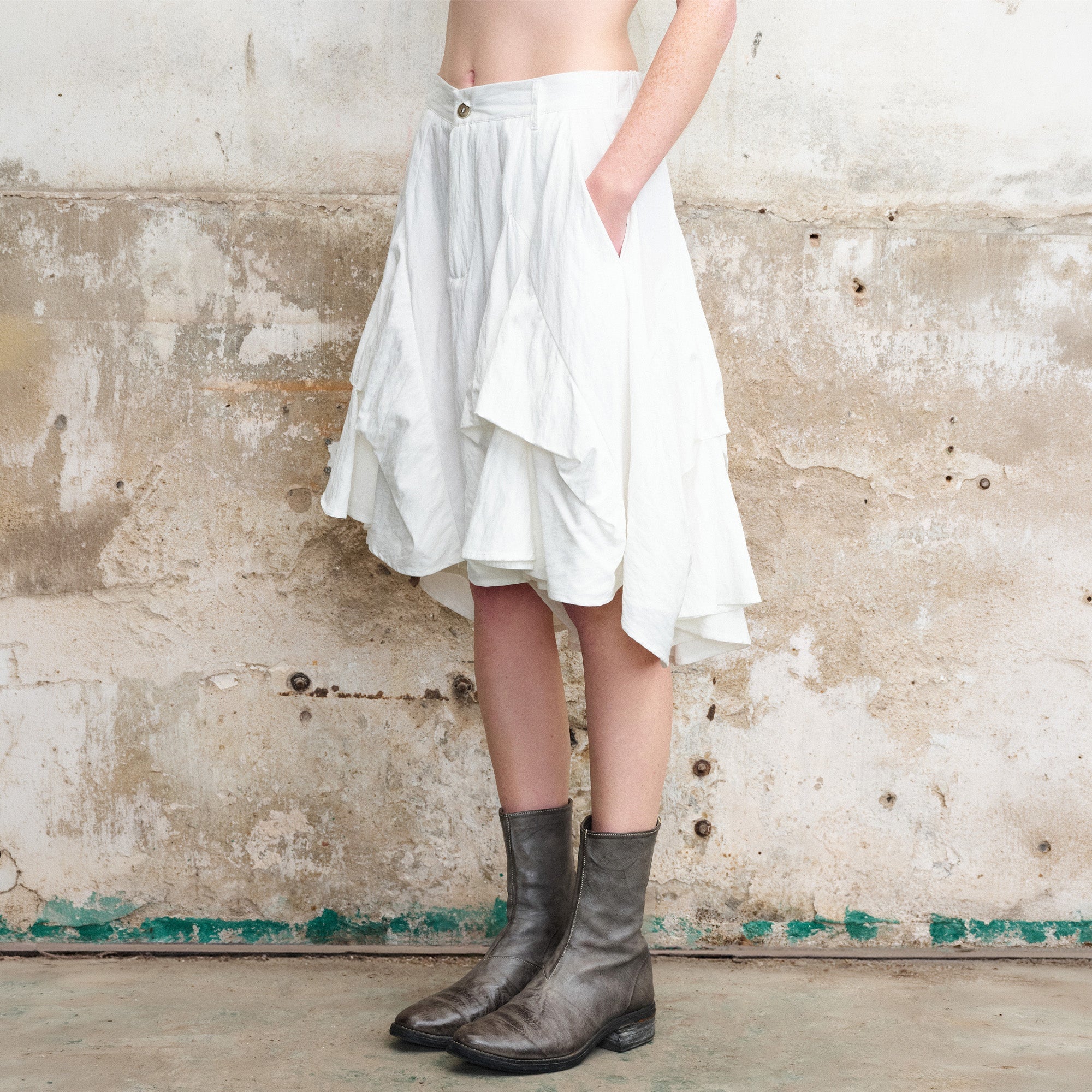 ILNya Nieternite Nifutur Layered Asymmetrical Skort White-Shorts-S (0) (Preorder)-Free Shipping Leatheretro