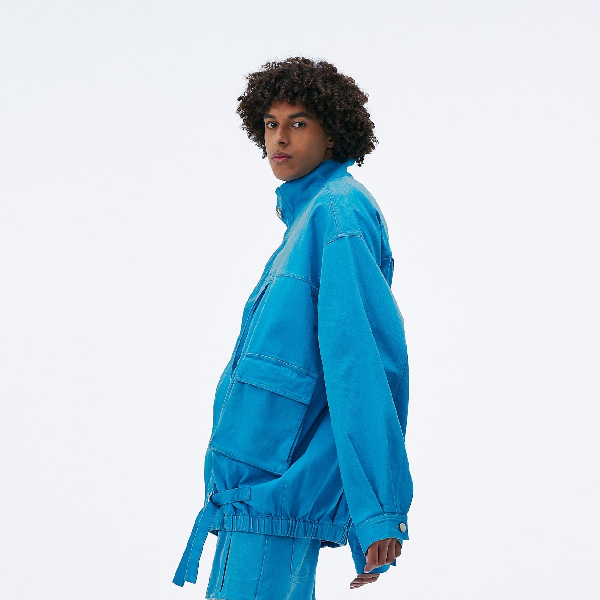 VANN VALRENCE Utility Pockets Denim Drawstring Oversized Jacket-Jacket-S-Free Shipping Leatheretro