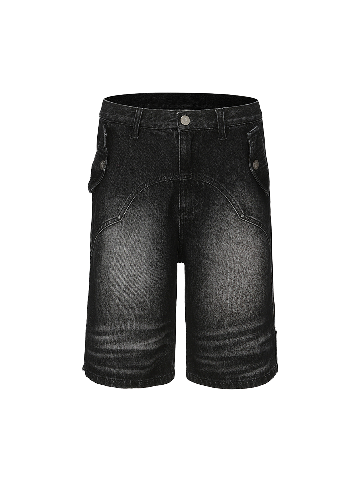CYCYCY Retro Washed Paneled Denim Shorts-Shorts-XS / 28“-Free Shipping Leatheretro