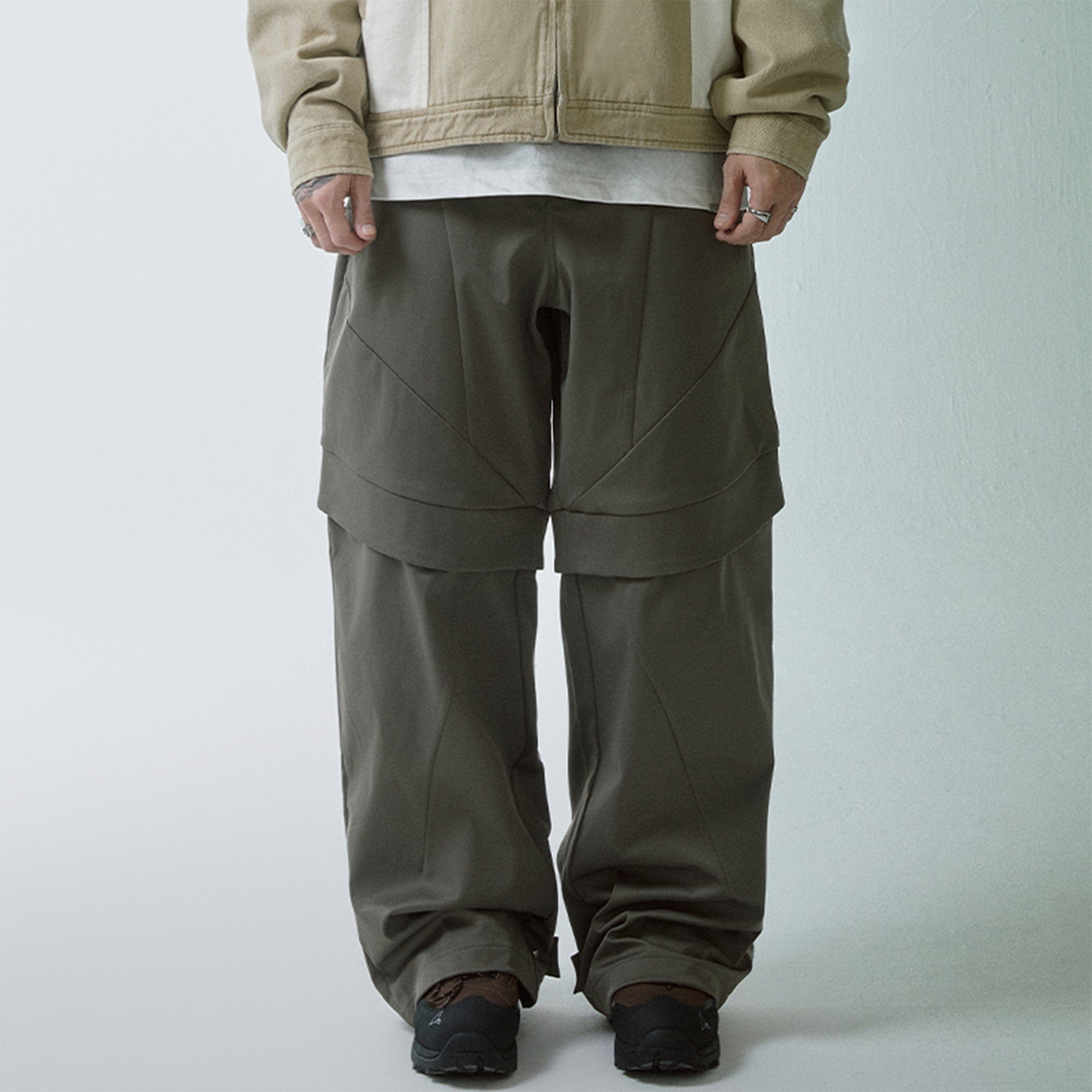 F2CE Modern Deconstructed Double-Knee Rivet Pants-Pants-S-Free Shipping Leatheretro