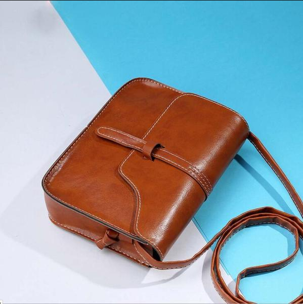 Vintage Leather Crossbody Shoulder Bag - Retro Minimalist Messenger Bags-Shoulder Bag-Light Brown-Free Shipping Leatheretro