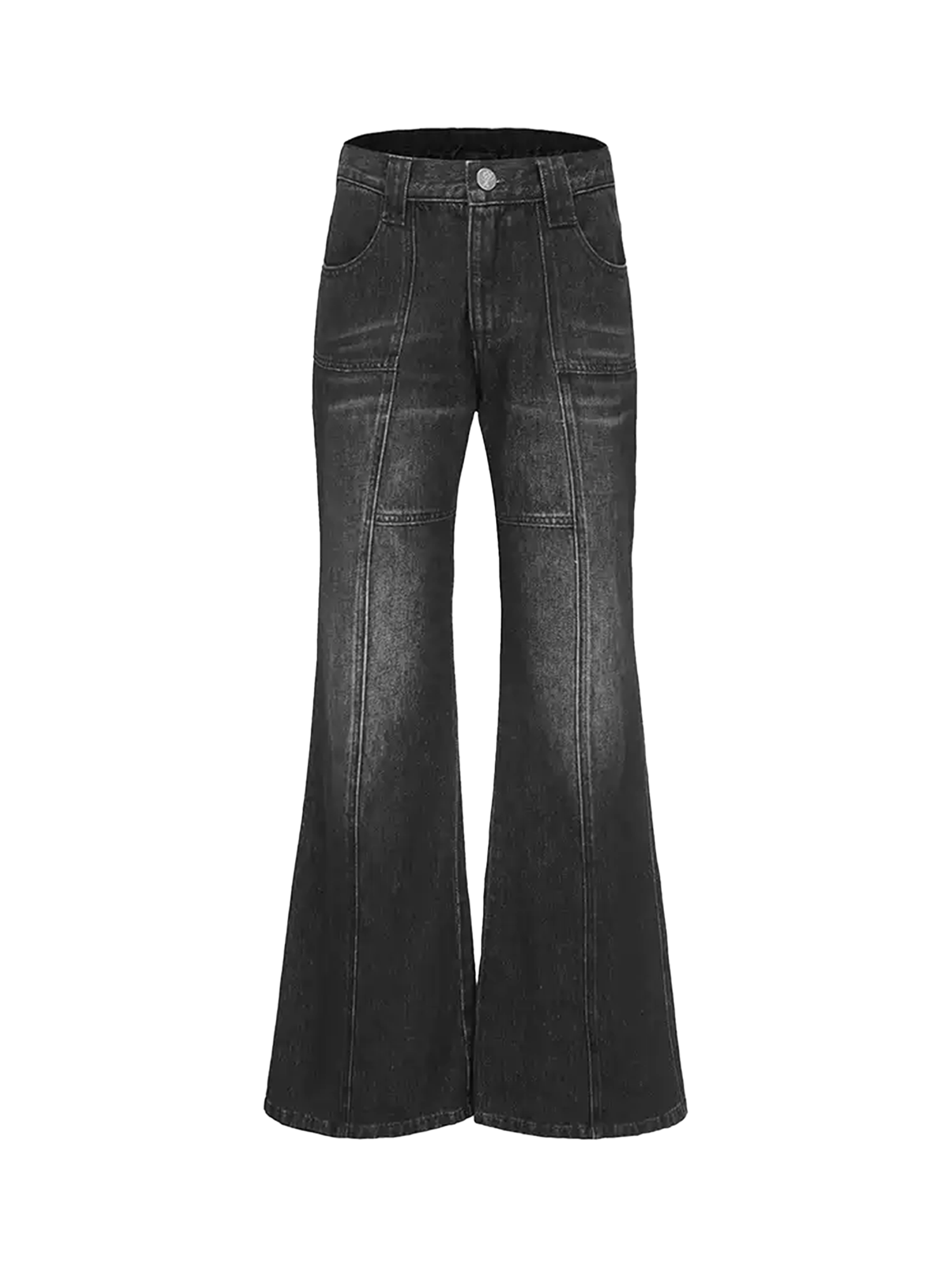 ERISSTOFF Washed Lace-Up Flared Jeans-Jeans-XS / 28"-Free Shipping Leatheretro