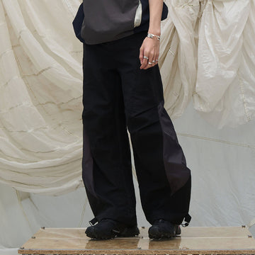 RELABEL Deconstructed Paneled Drawstring Parachute Pants-Pants-XS-Free Shipping Leatheretro