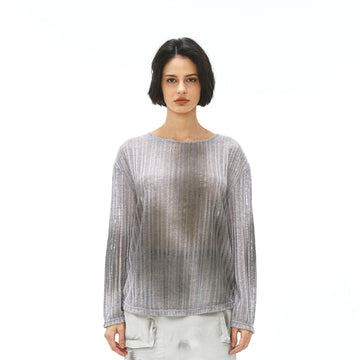 VANN VALRENCE Essential Gradient Sheer Long-Sleeve Tee-L/S Tee-S-Free Shipping Leatheretro