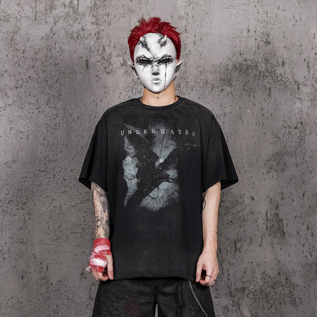 UNDERWATER The Dark Raven Distressed T-Shirt-T Shirt-S-Free Shipping Leatheretro