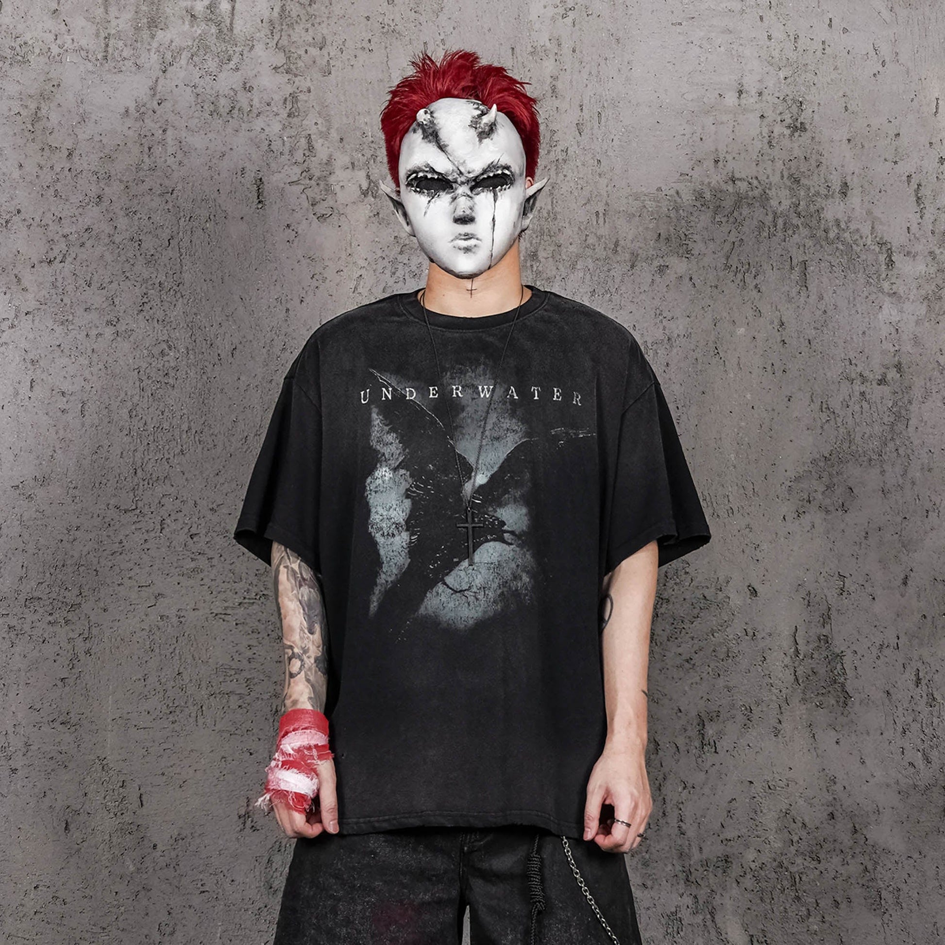 UNDERWATER The Dark Raven Distressed T-Shirt-T Shirt-S-Free Shipping Leatheretro