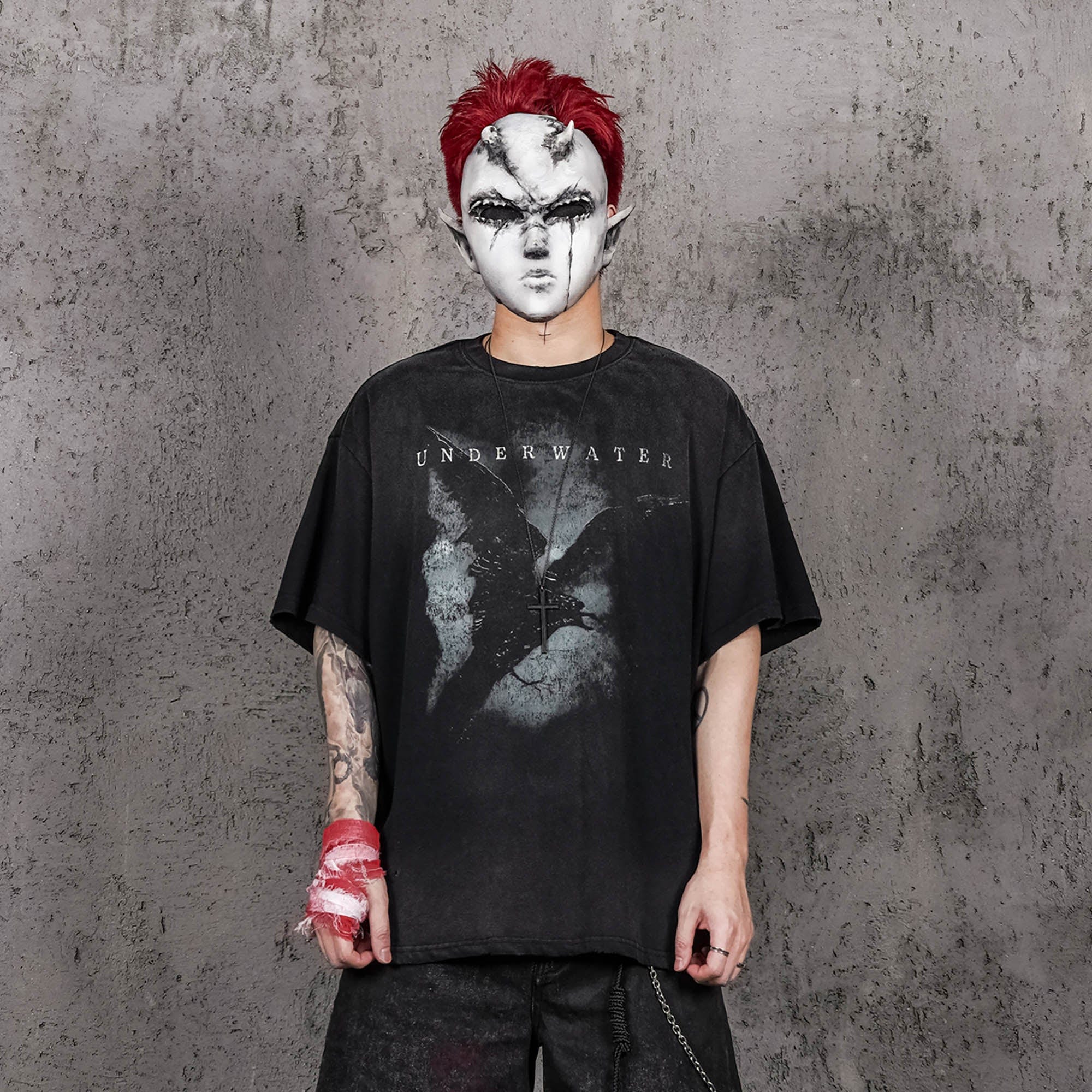 UNDERWATER The Dark Raven Distressed T-Shirt-T Shirt-S-Free Shipping Leatheretro