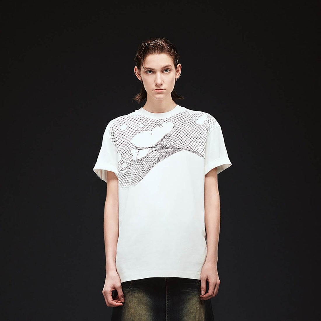 ARTIFICIAL WORLD Broken Mesh Graphic T-Shirt-T Shirt-S-Free Shipping Leatheretro