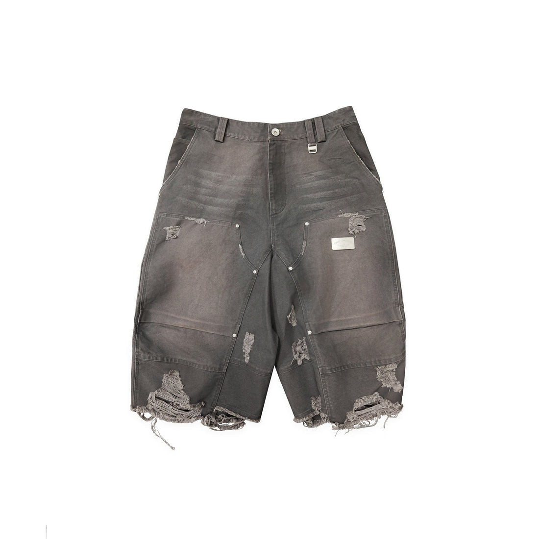 FACEONLAB Distressed Deconstructed Ripped Cargo Shorts-Shorts-M-White-Free Shipping Leatheretro