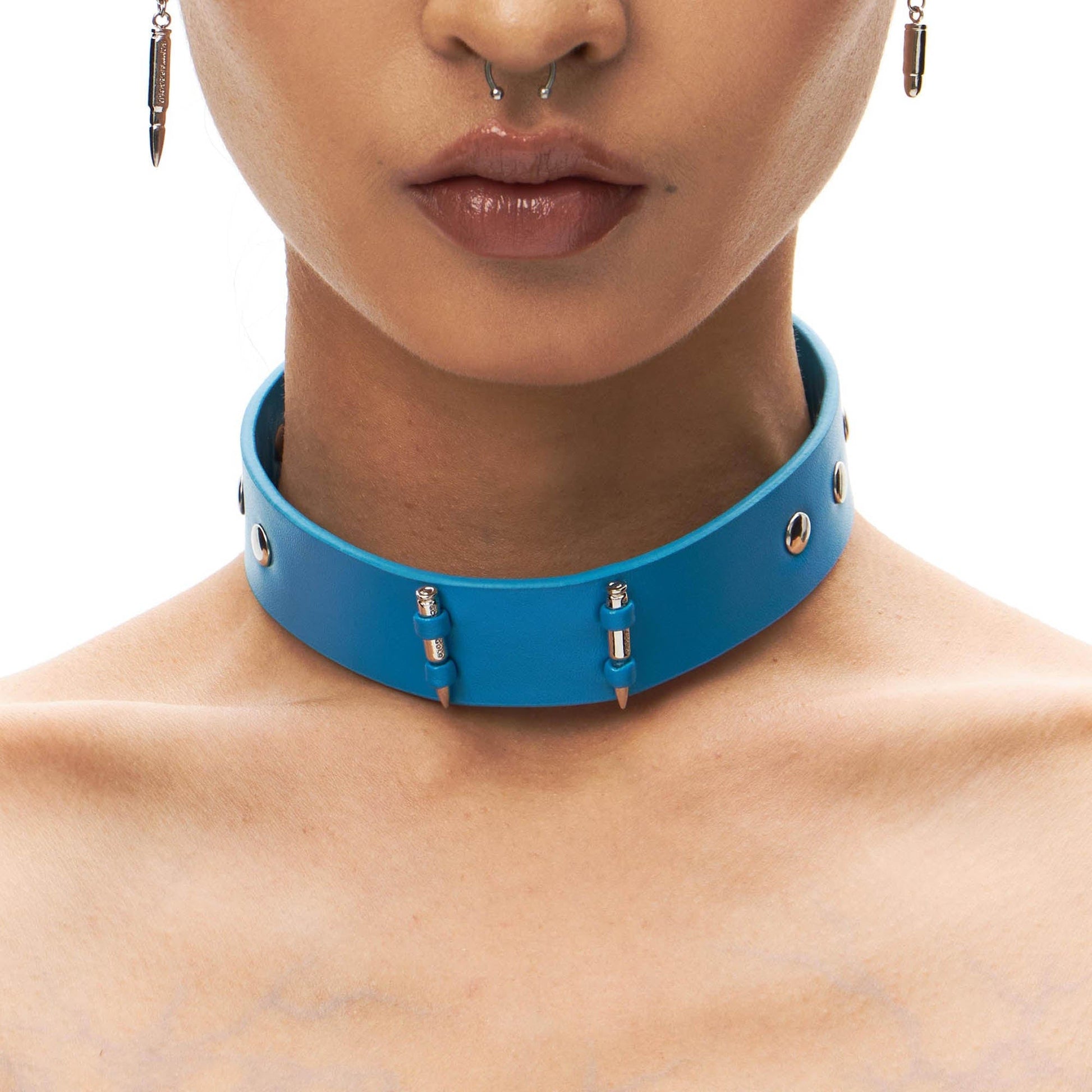 SCHWARZGOLD Bullet Stud Snap Chocker-Necklace-One Size-Free Shipping Leatheretro