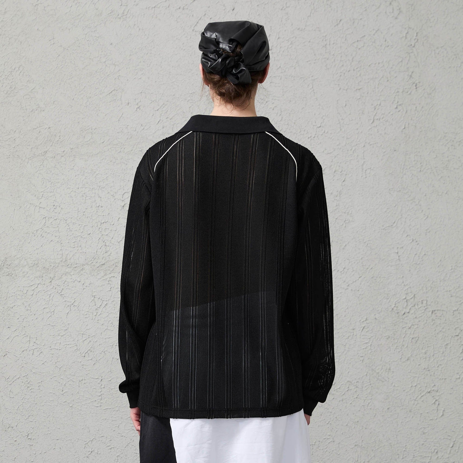 ORGANIC EMOTION Retro Sheer Striped Knit Raglan Jersey-L/S Tee-S-White-Free Shipping Leatheretro