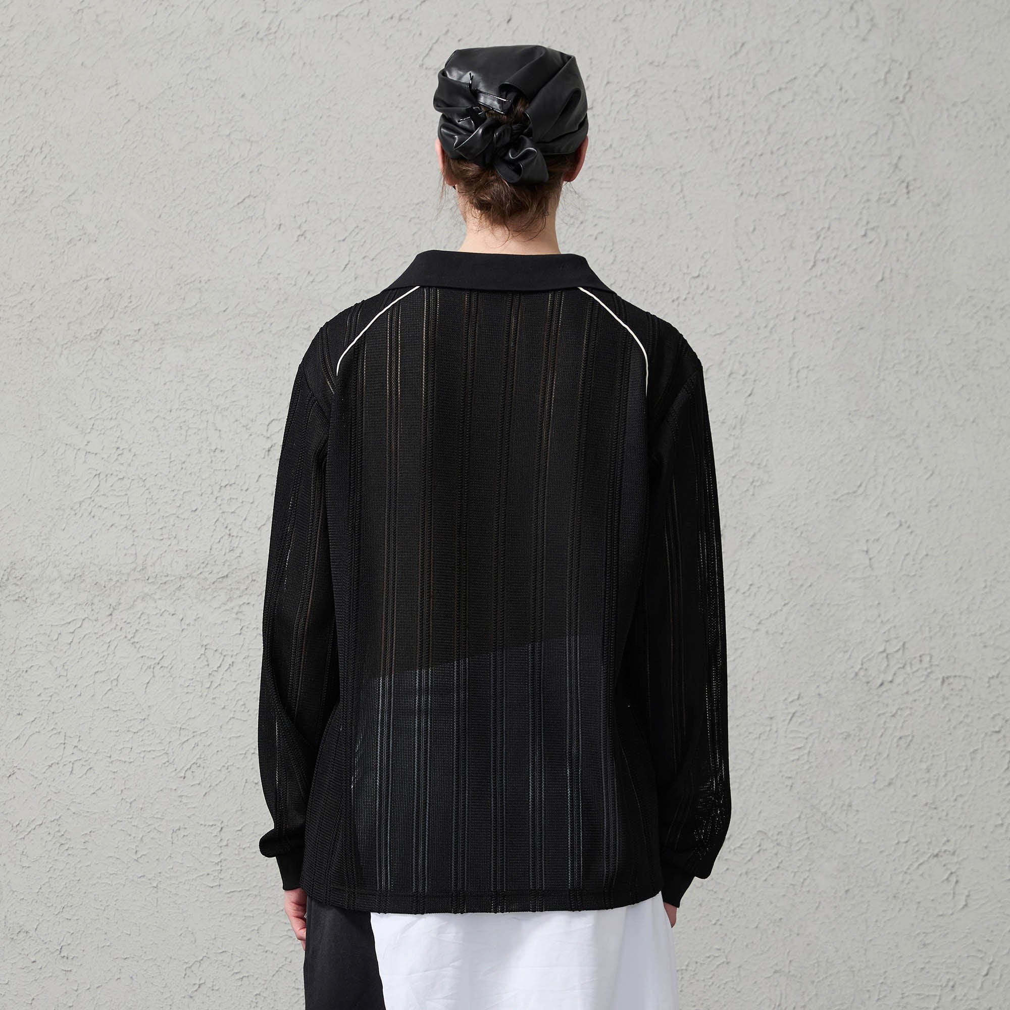 ORGANIC EMOTION Retro Sheer Striped Knit Raglan Jersey-L/S Tee-S-White-Free Shipping Leatheretro