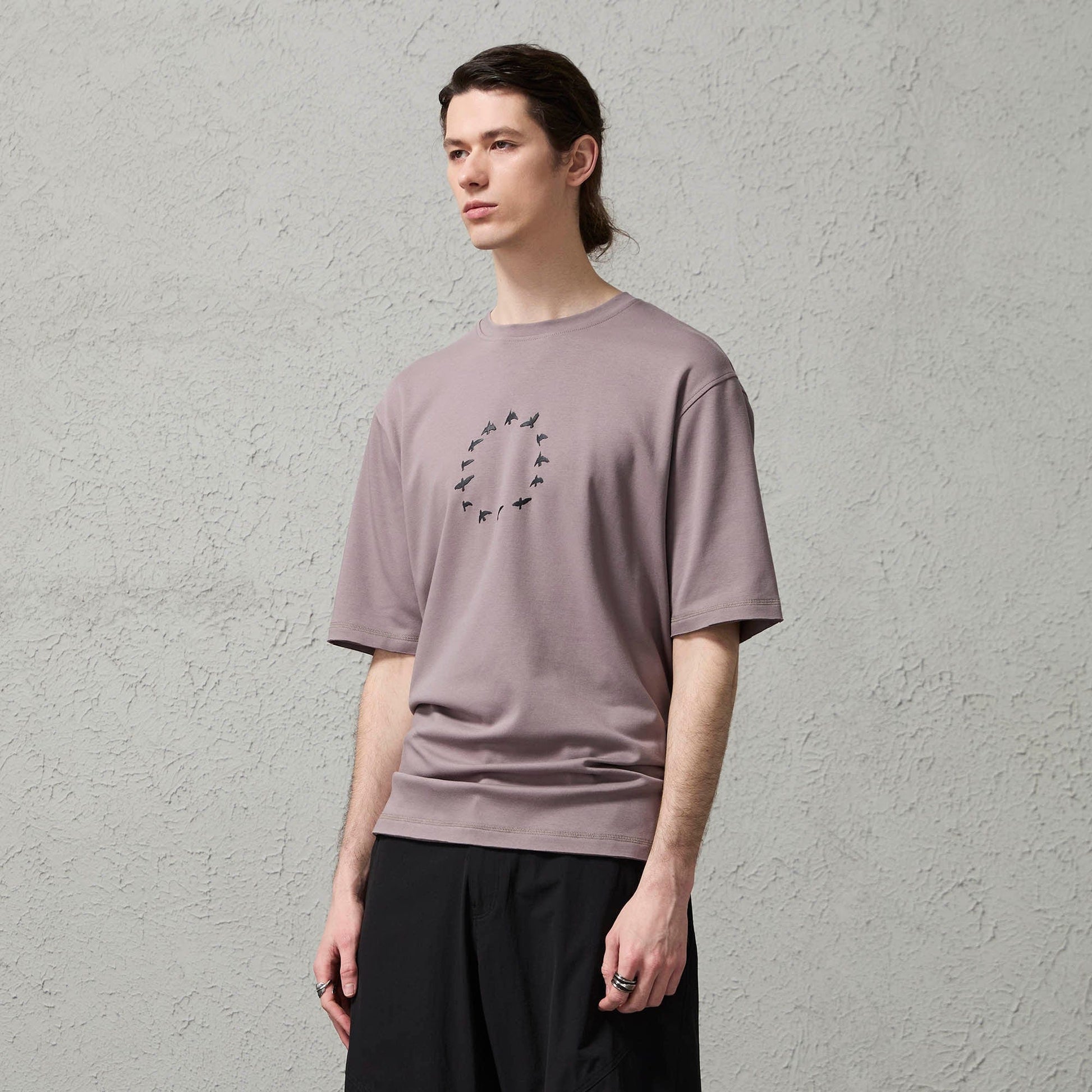 ORGANIC EMOTION Bird-Loop Adjustable Button Back T-Shirt-T Shirt-S-Black-Free Shipping Leatheretro