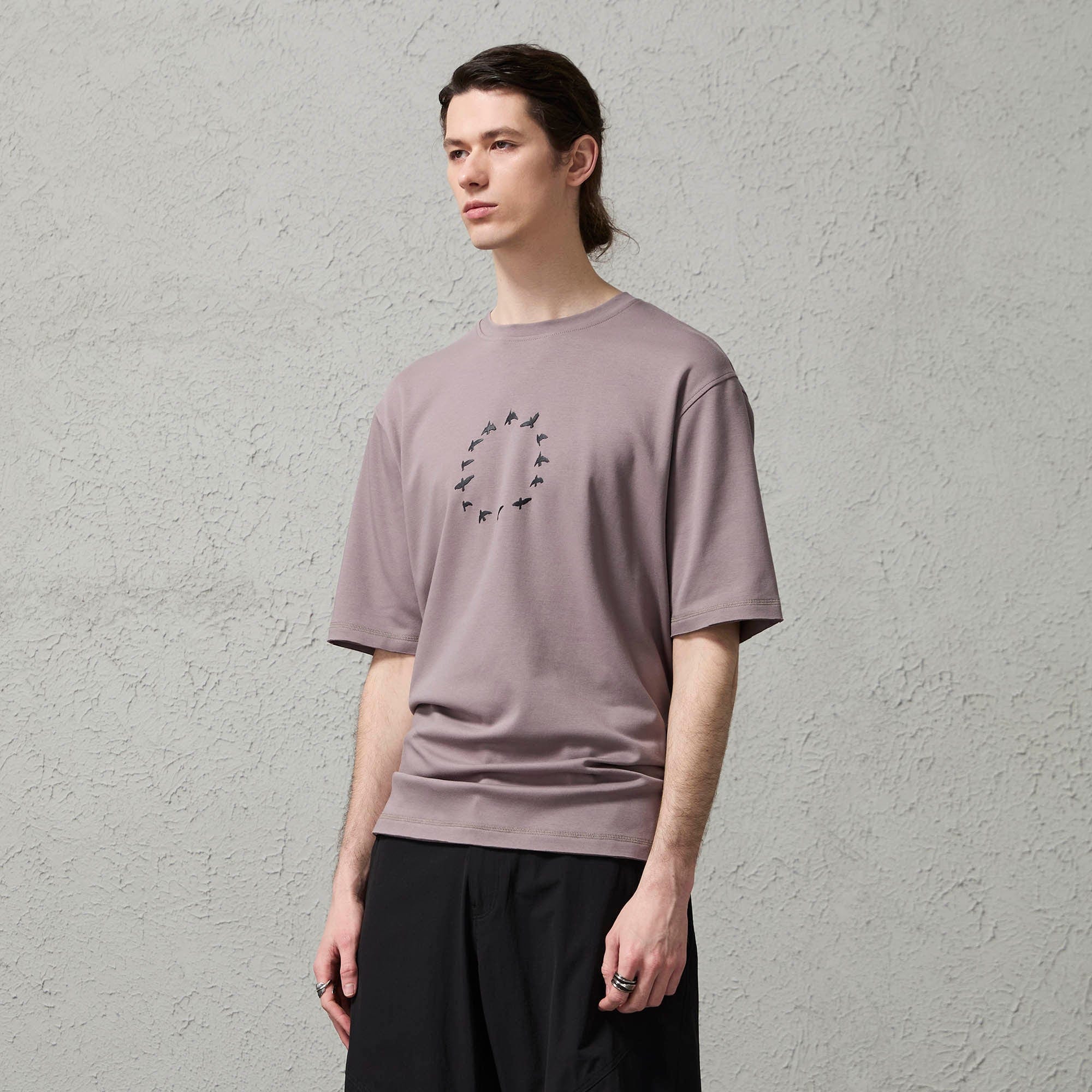 ORGANIC EMOTION Bird-Loop Adjustable Button Back T-Shirt-T Shirt-S-Black-Free Shipping Leatheretro