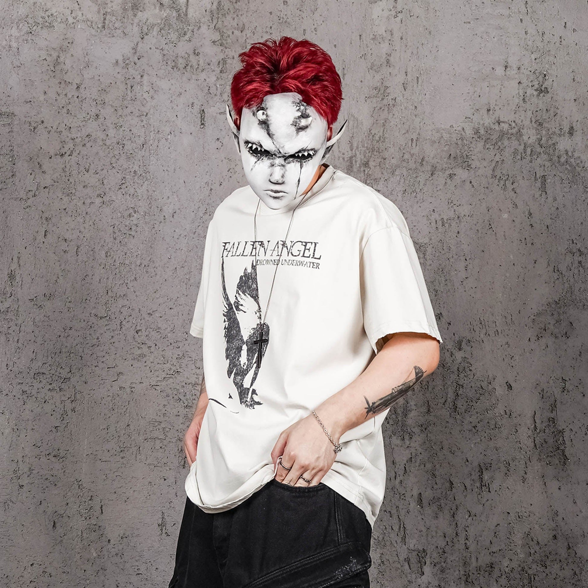 UNDERWATER Fallen Angel Distressed T-Shirt-T Shirt-S-Free Shipping Leatheretro