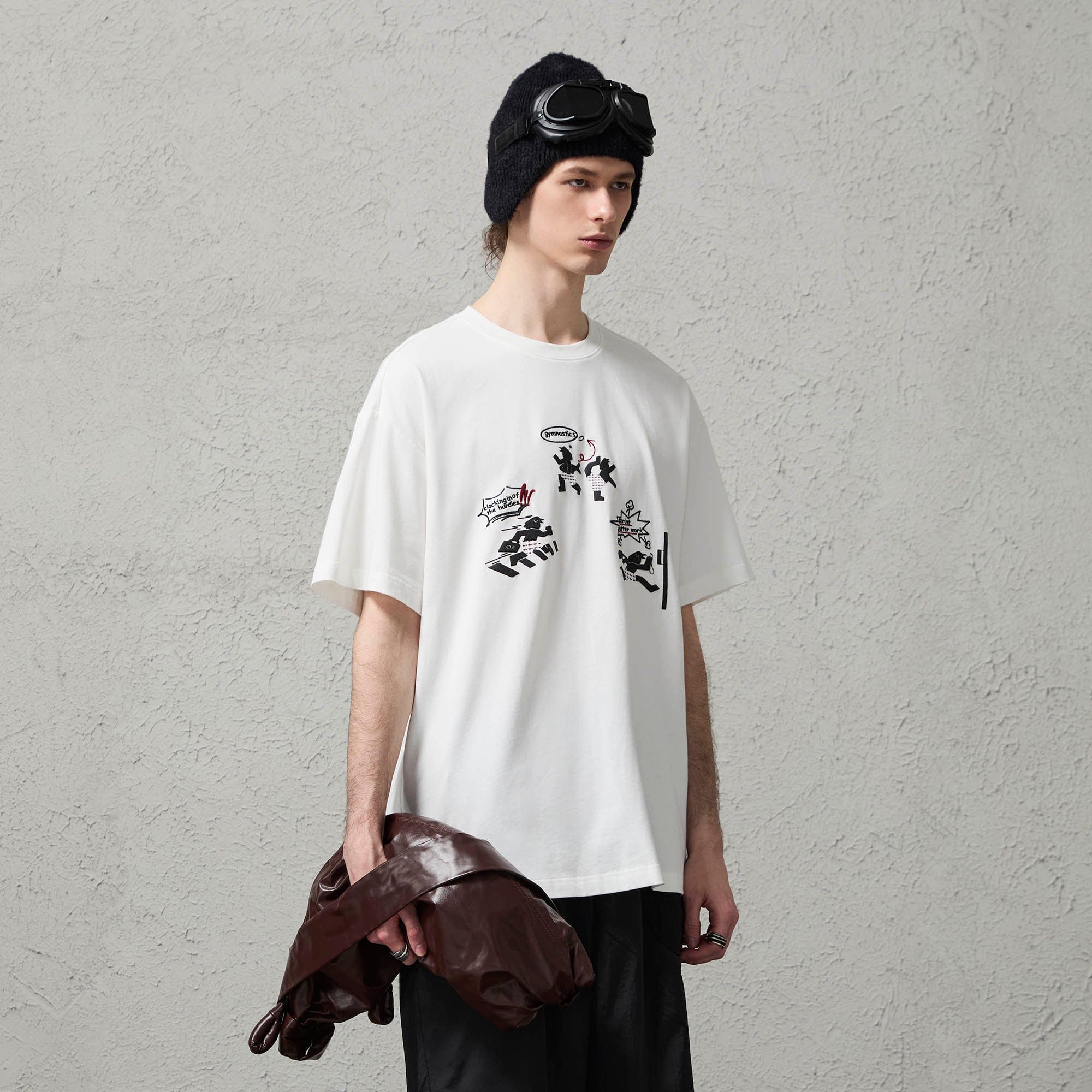 ORGANIC EMOTION Birdman Doodle Graphic T-Shirt-T Shirt-S-Free Shipping Leatheretro
