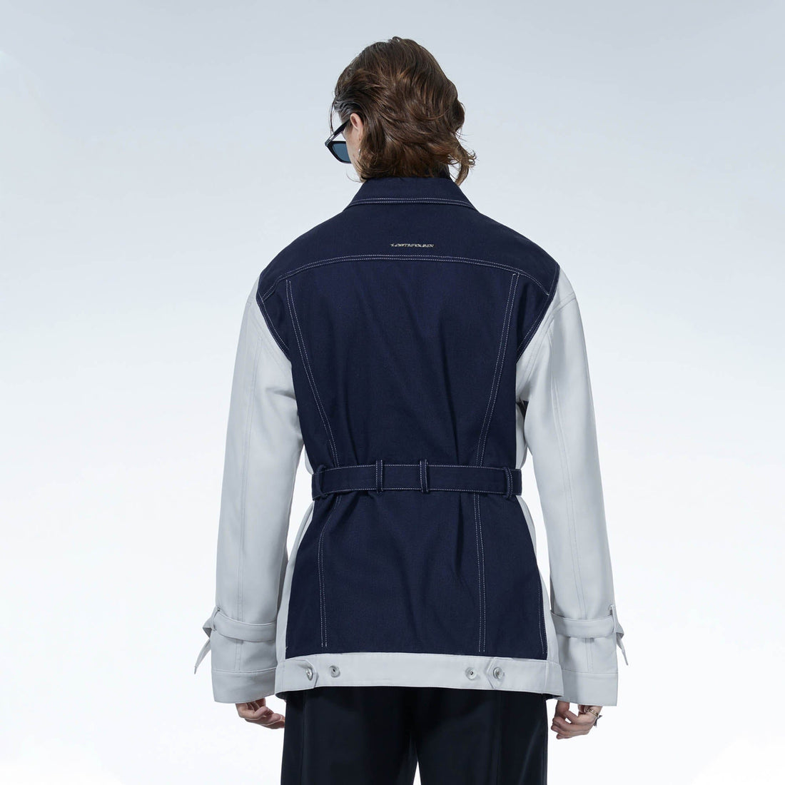 LOSTNFOUND Spliced Stitch Strappy Jacket-Jacket-S-Free Shipping Leatheretro
