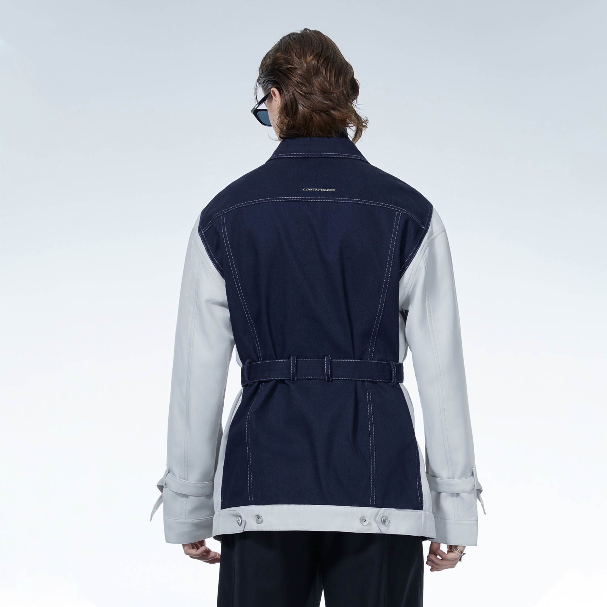 LOSTNFOUND Spliced Stitch Strappy Jacket-Jacket-S-Free Shipping Leatheretro
