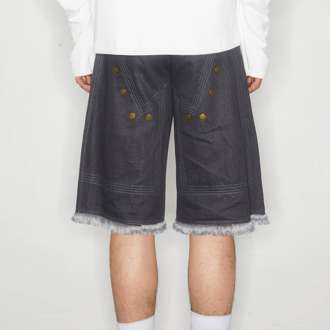 KADAKADA Rivet Raw Edge Shorts-Shorts-XS-Free Shipping Leatheretro