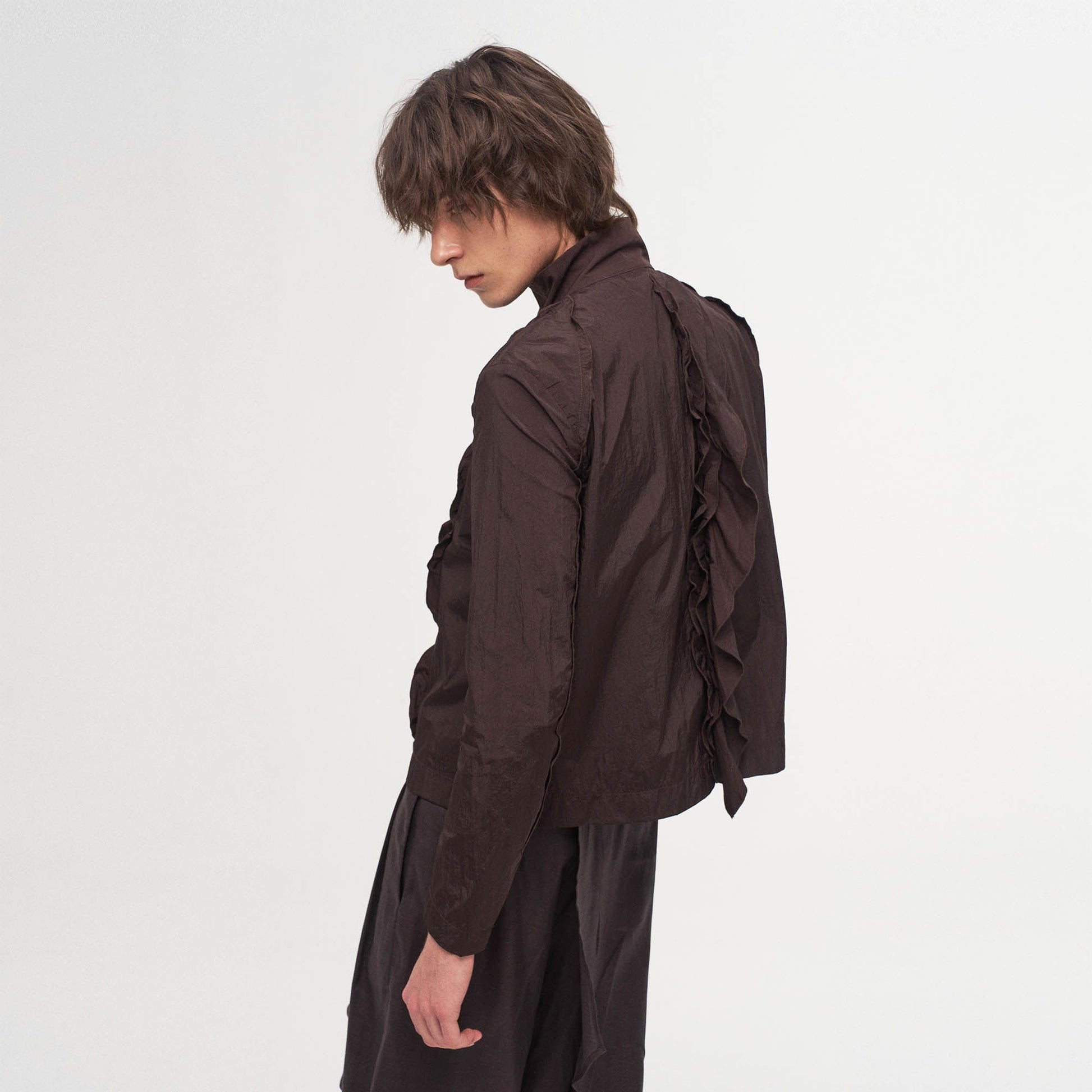 ILNya Nieternite Nifutur Ruffled Spliced High-Neck Jacket-Jacket-S(0)-Free Shipping Leatheretro