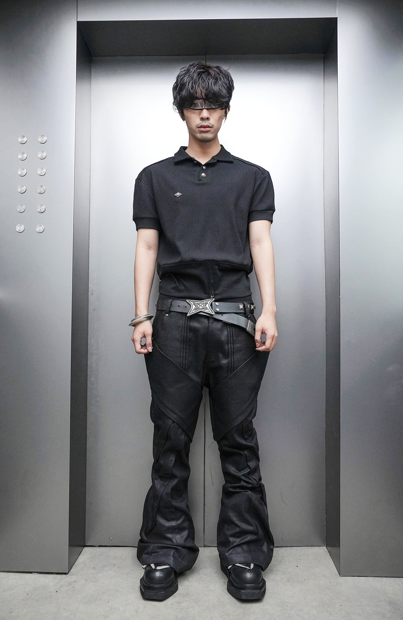SSIN7 Wing Pocket Waxed Flared Jeans-Jeans-S / 31"-Free Shipping Leatheretro