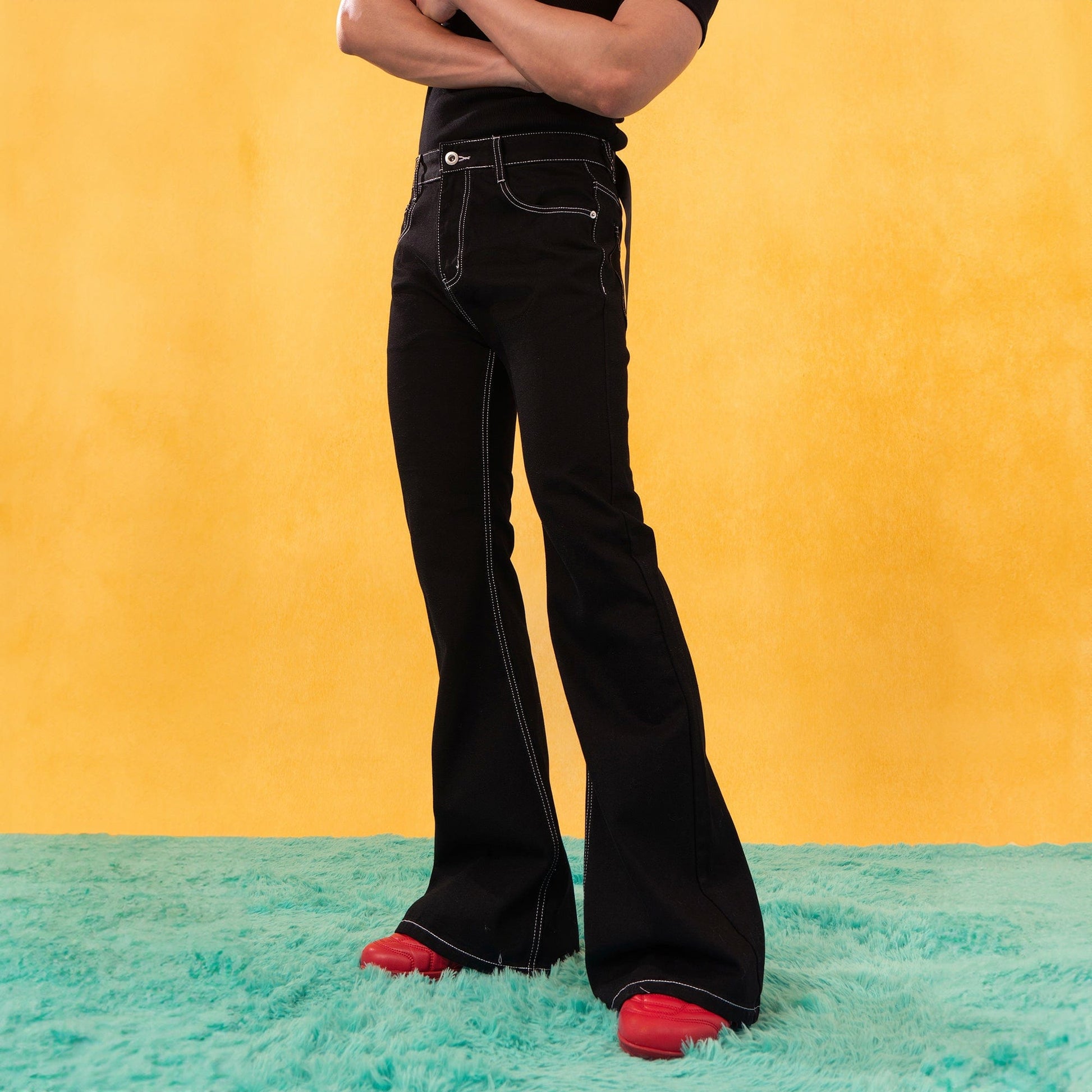 CLP Retro Stitch Ribbon Flared Jeans-Jeans-S-Free Shipping Leatheretro