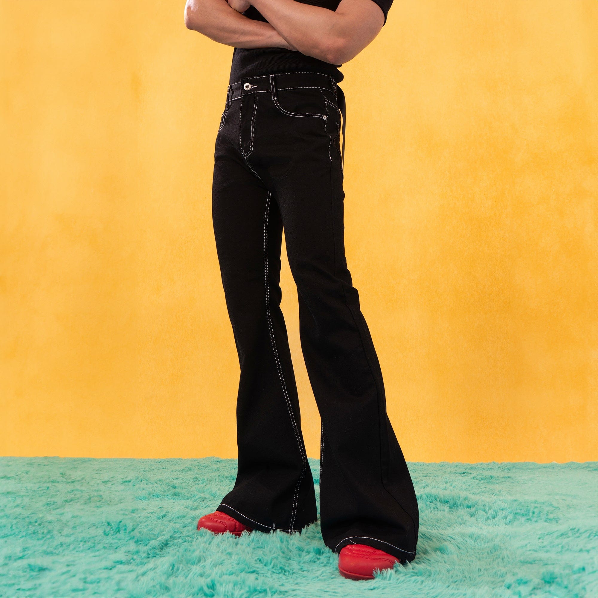 CLP Retro Stitch Ribbon Flared Jeans-Jeans-S-Free Shipping Leatheretro