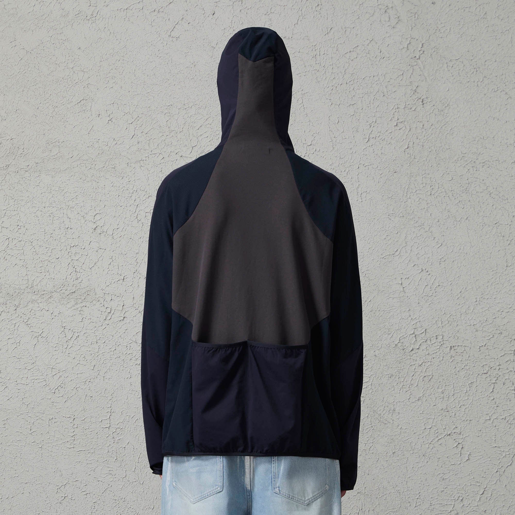 ORGANIC EMOTION Contrast Spliced Hooded Sorona Pullover Jacket-Jacket-S-Navy-Free Shipping Leatheretro