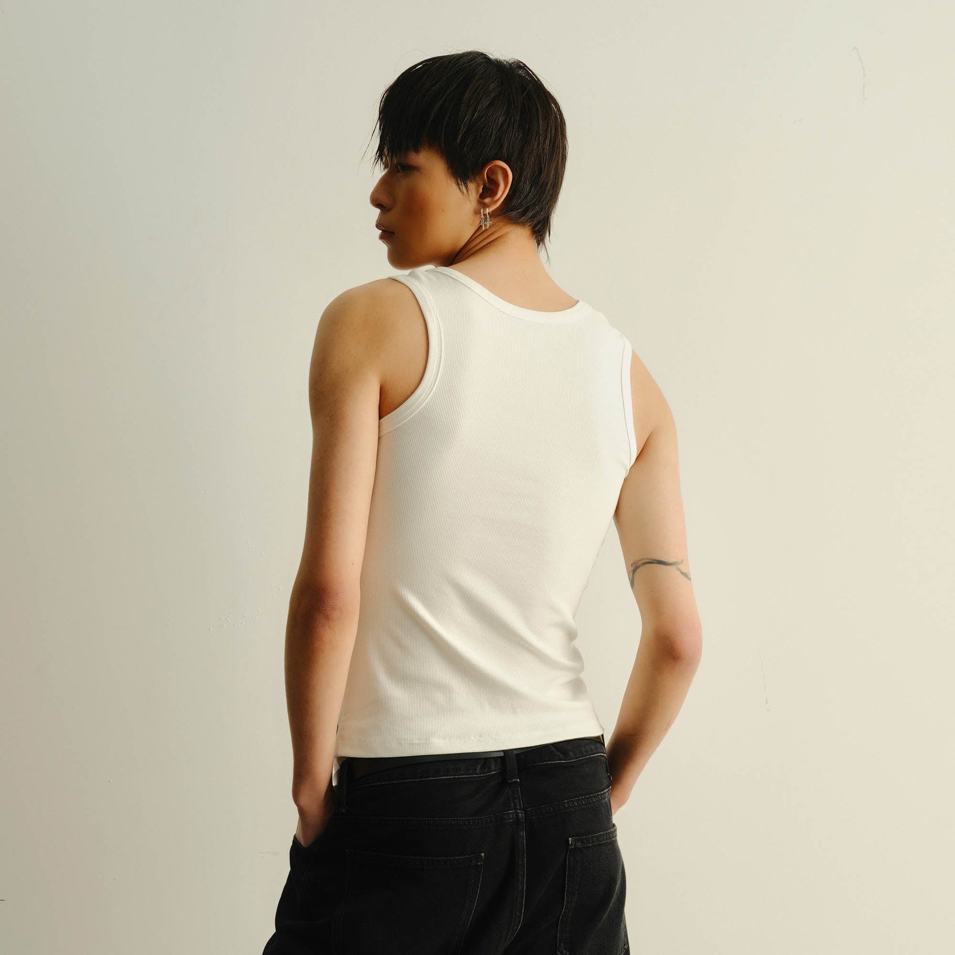 KADAKADA Technoboy Faux-Layer Tank Top-Tank Top-S-White-Free Shipping Leatheretro