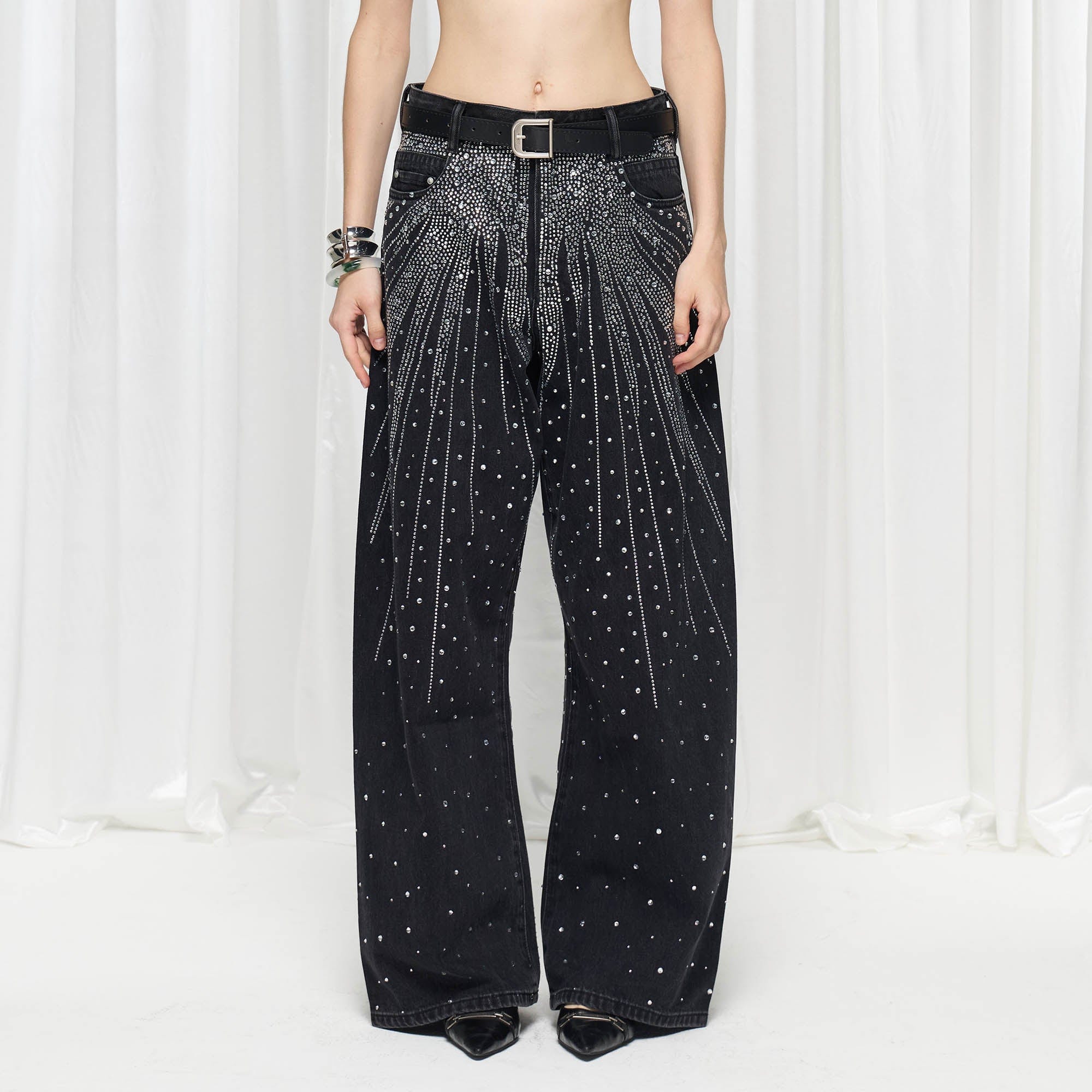 DND4DES¡ÁFaychui Radiant Diamond Wide-Leg Jeans-Jeans-S-Free Shipping Leatheretro