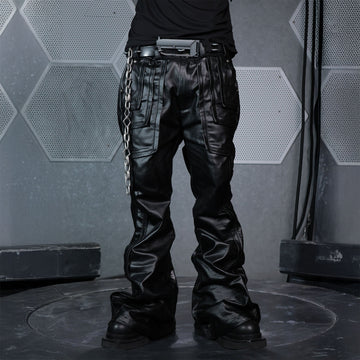 SSIN7 Waxed Paneled Flared Jeans-Jeans-S (Preorder)-Free Shipping Leatheretro