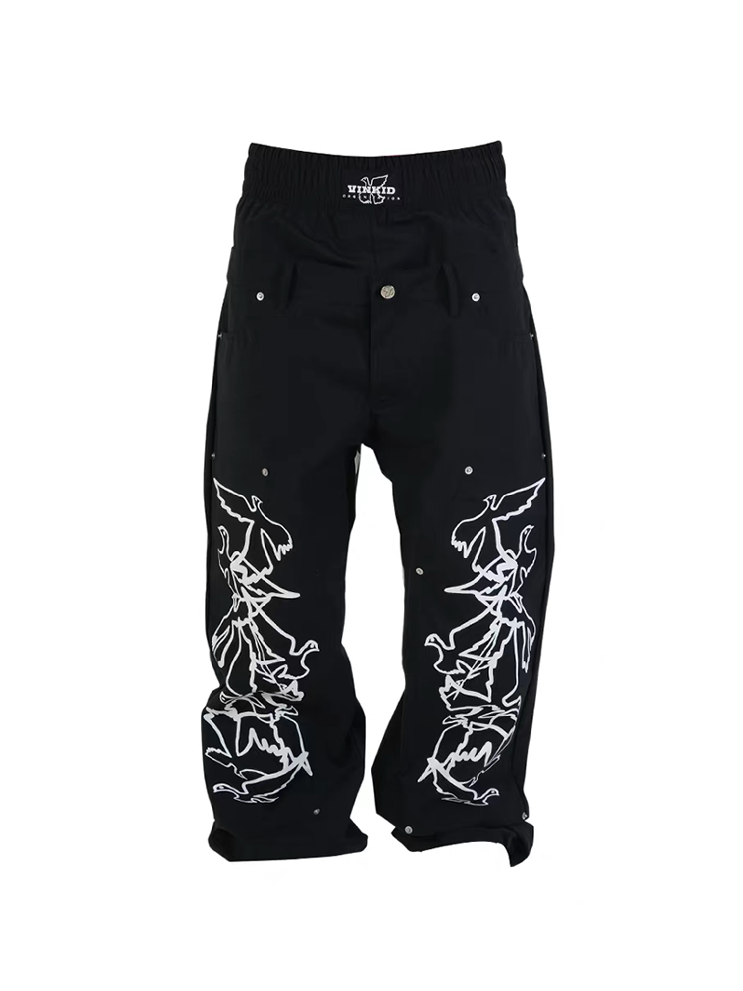 VINKID Peace Dove Graphic Double-Waist Pants-Pants-S / 27-42"-Free Shipping Leatheretro