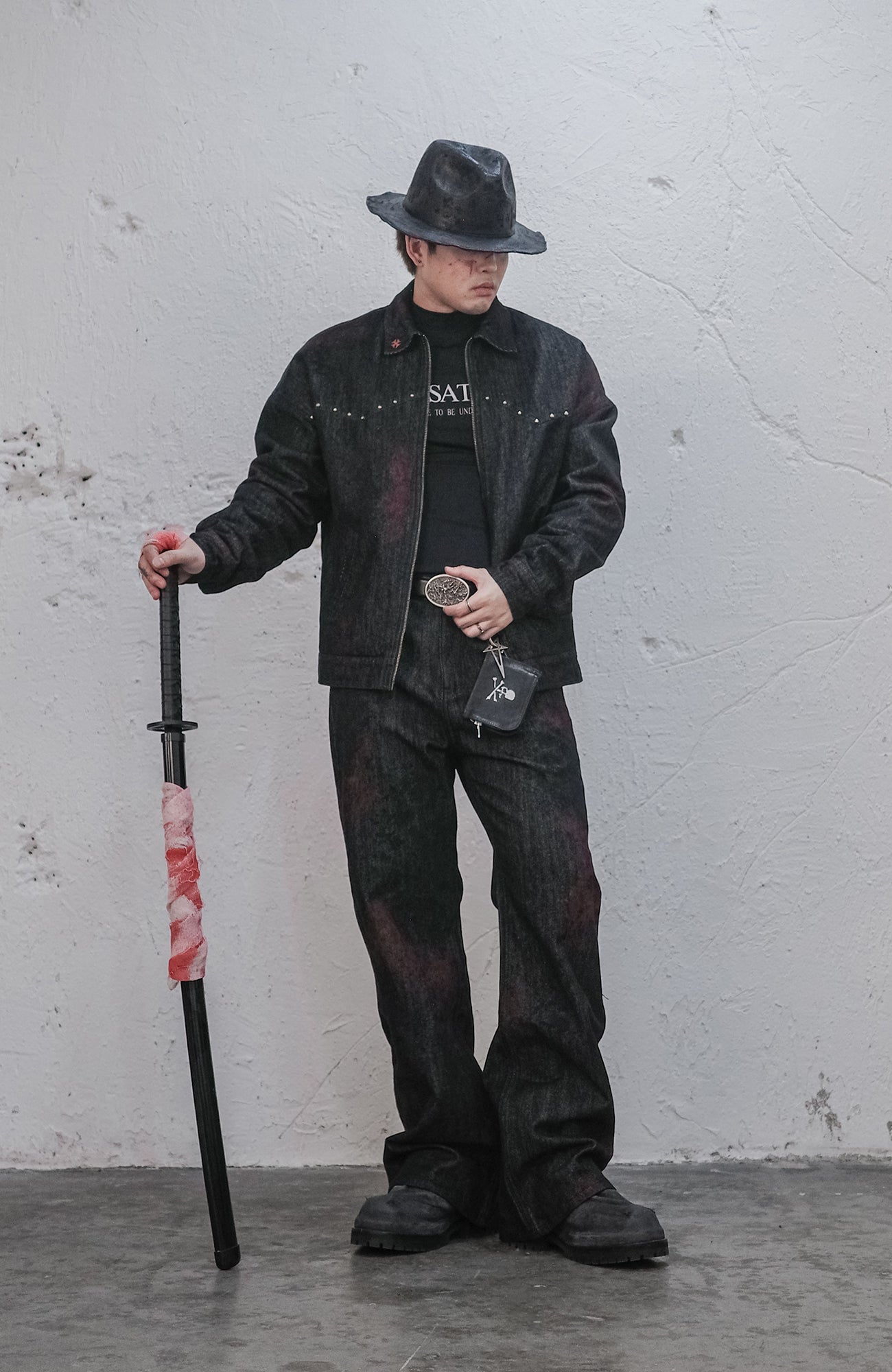 UNDERWATER Bloodstained Raw Denim Jacket-Jacket-S (Preorder)-Free Shipping Leatheretro