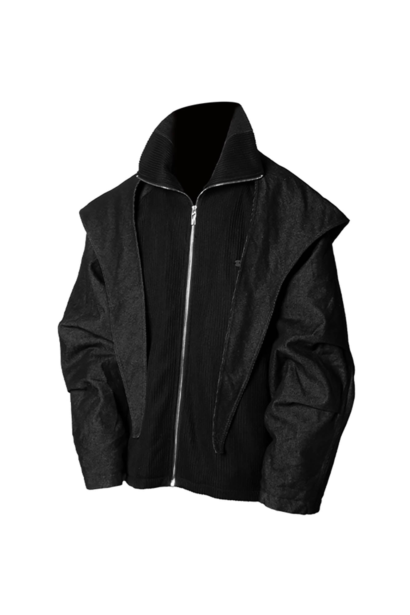 RELABEL Mask-Hood Spliced Denim Paneled Jacket-Jacket-S-Free Shipping Leatheretro
