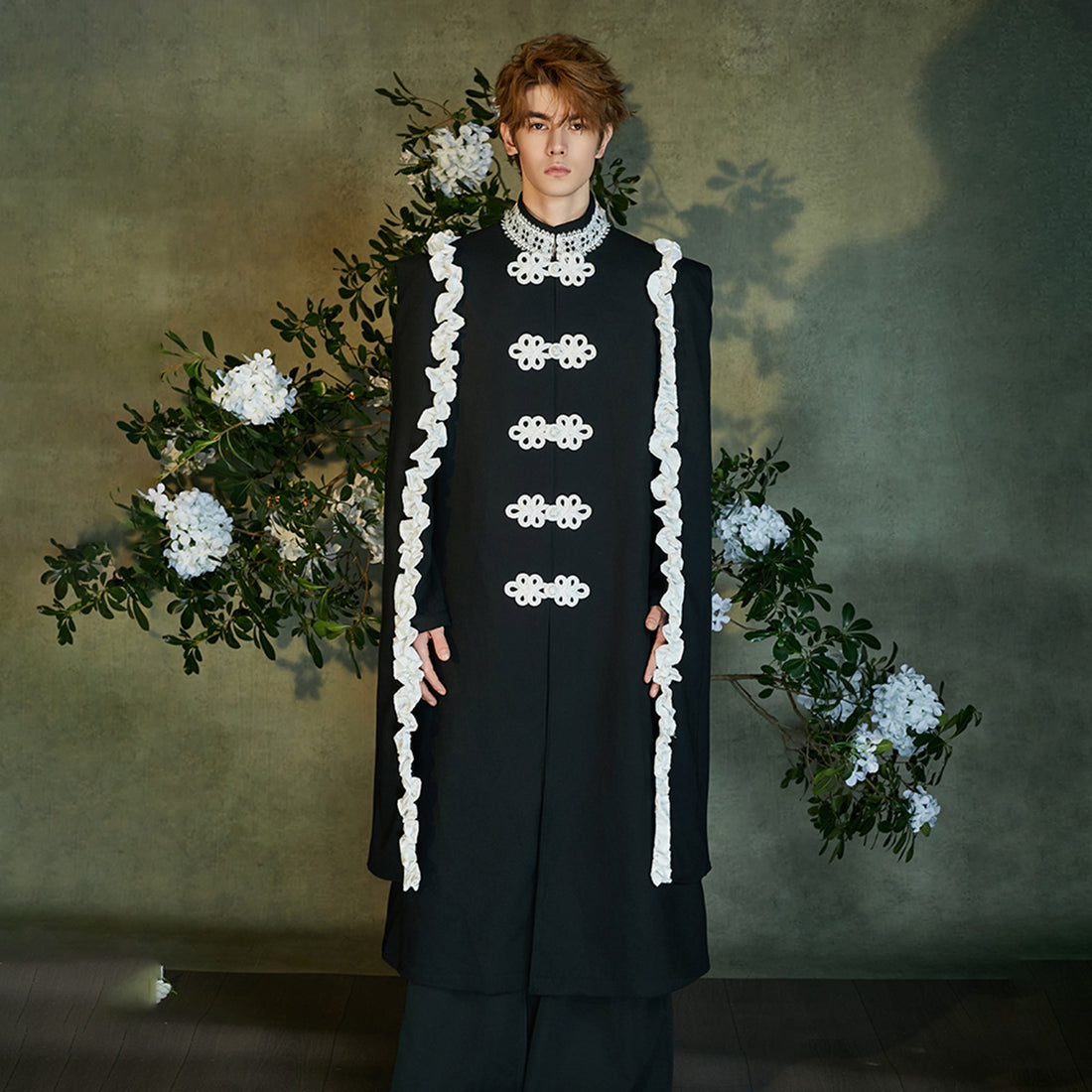 JIECHI Knot Button Draped Cloak Blazer-Jacket-M (Preorder)-Free Shipping Leatheretro