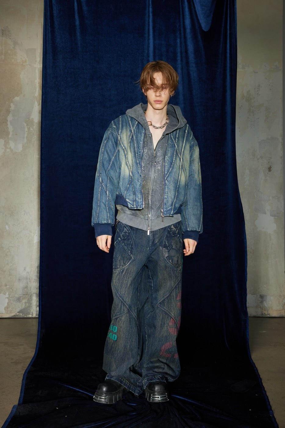 DND4DES Spliced Graffiti Wide-Leg Jeans-Jeans-S-Free Shipping Leatheretro