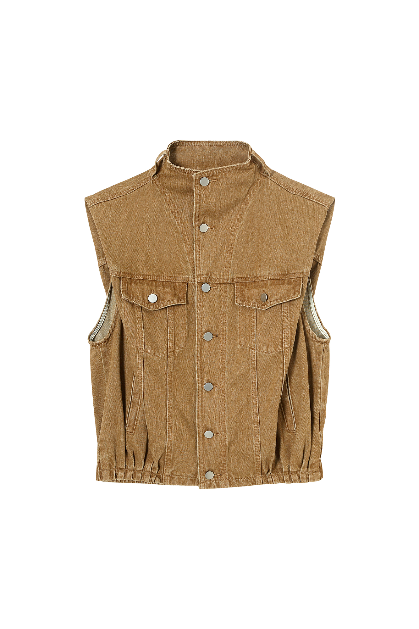 CLP Retro Stand Collar Denim Vest-Vest-M-Free Shipping Leatheretro