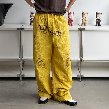 NIANJIUYIKOUER Graphic Grid Cargo Pants-Pants-XS-Yellow-Free Shipping Leatheretro