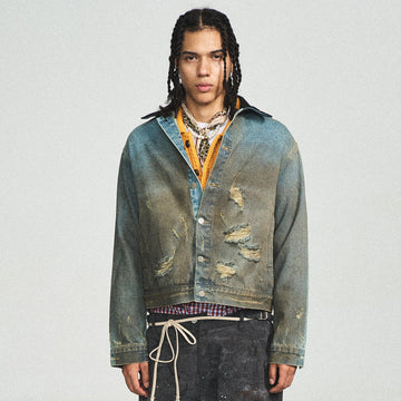 STEEPC Distressed Washed Denim Jacket-Jacket-S-Free Shipping Leatheretro