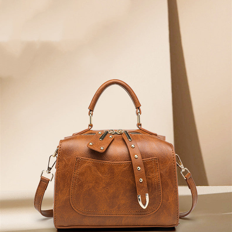 Women's Retro Shoulder Bag - Vintage Leather Crossbody Handbag-Crossbody Bag-Black-Free Shipping Leatheretro