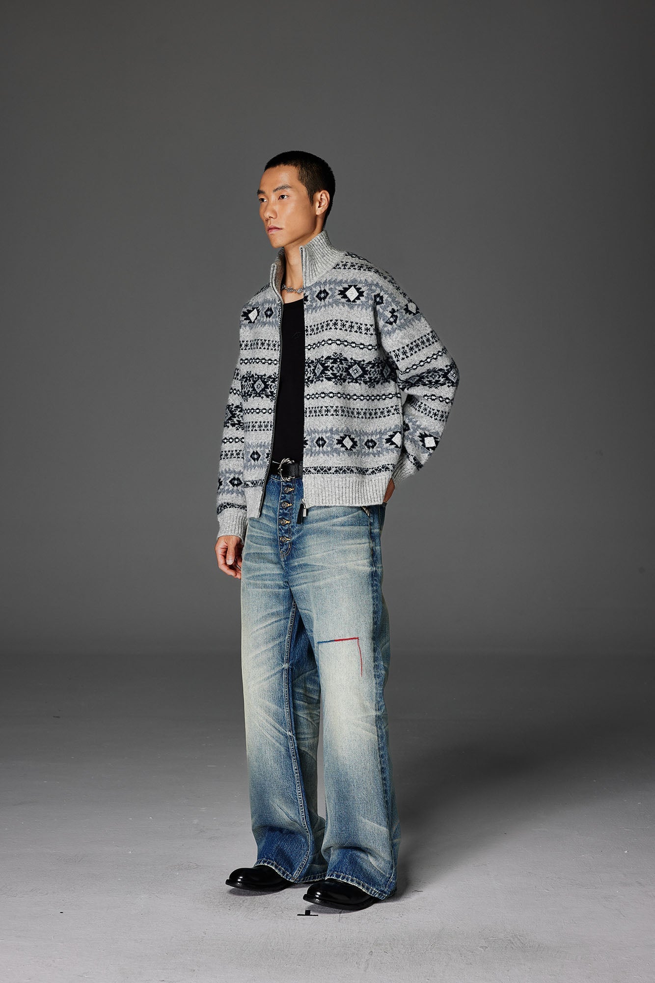 CATSSTAC Whisker Washed Button-Up Jeans-Jeans-M-Free Shipping Leatheretro