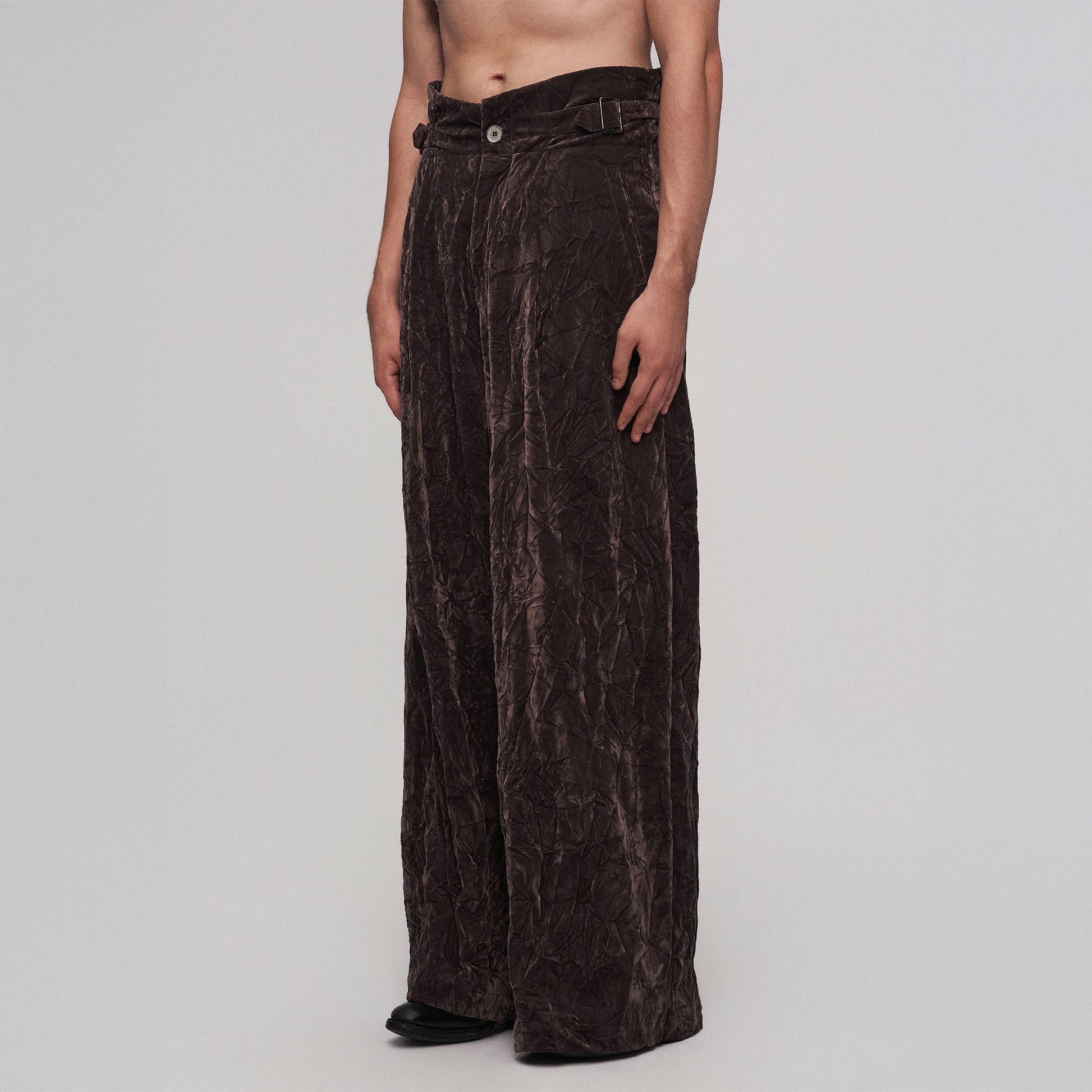 ILNya Nieternite Nifutur Velvet High-Waisted Pleated Wide-Leg Pants-Pants-S (0)(Preorder)-Free Shipping Leatheretro