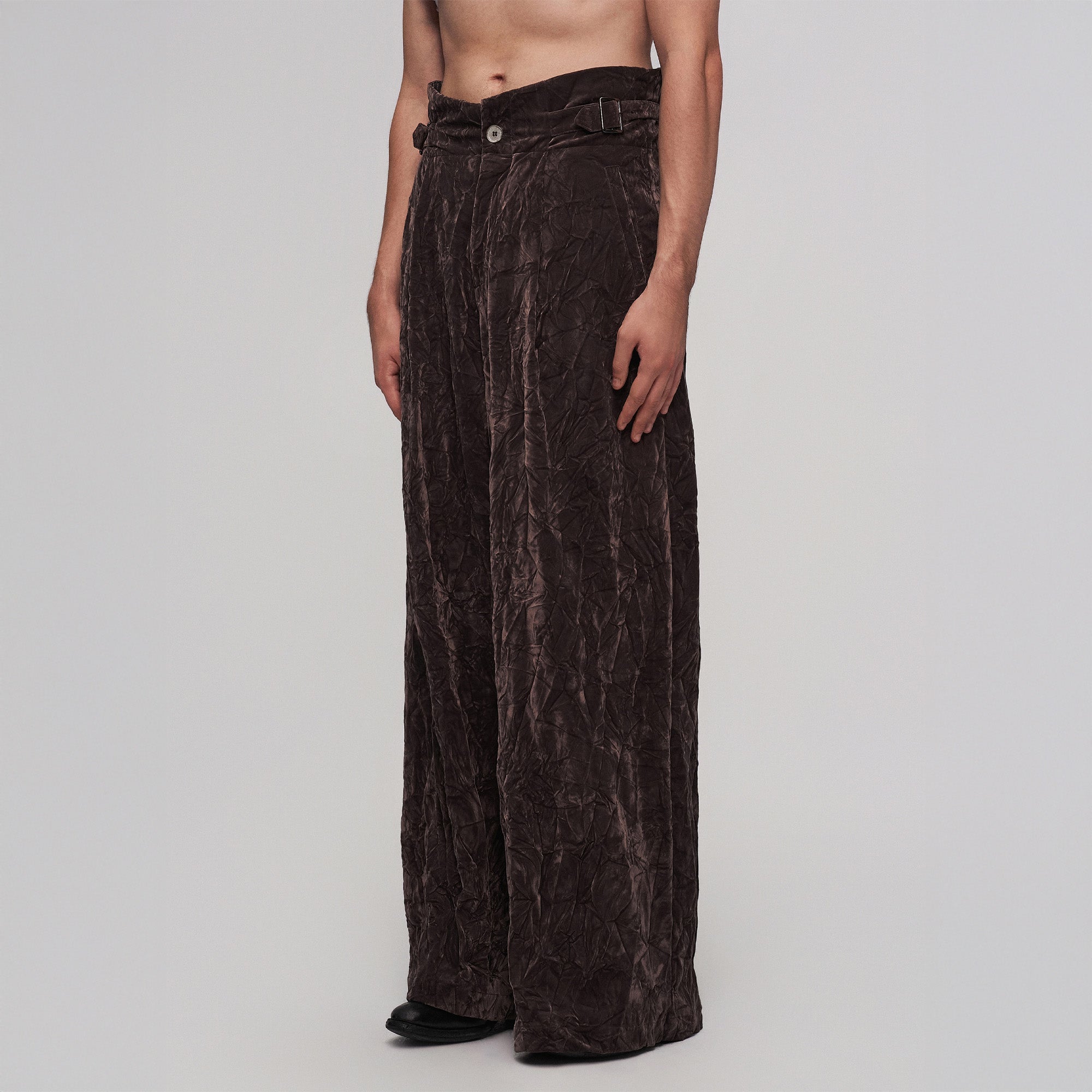 ILNya Nieternite Nifutur Velvet High-Waisted Pleated Wide-Leg Pants-Pants-S (0)(Preorder)-Free Shipping Leatheretro