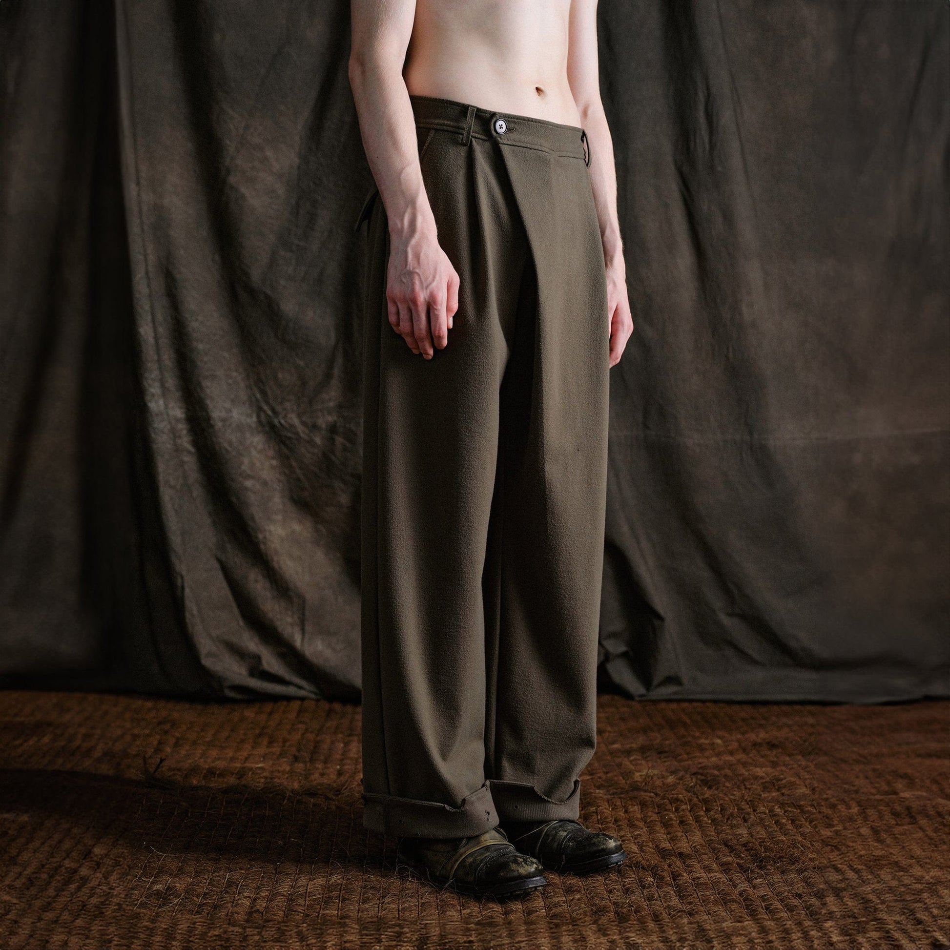 ILNya Nieternite Nifutur Distressed Hem Asymmetrical Fly Trousers-Pants-S(0)-Free Shipping Leatheretro
