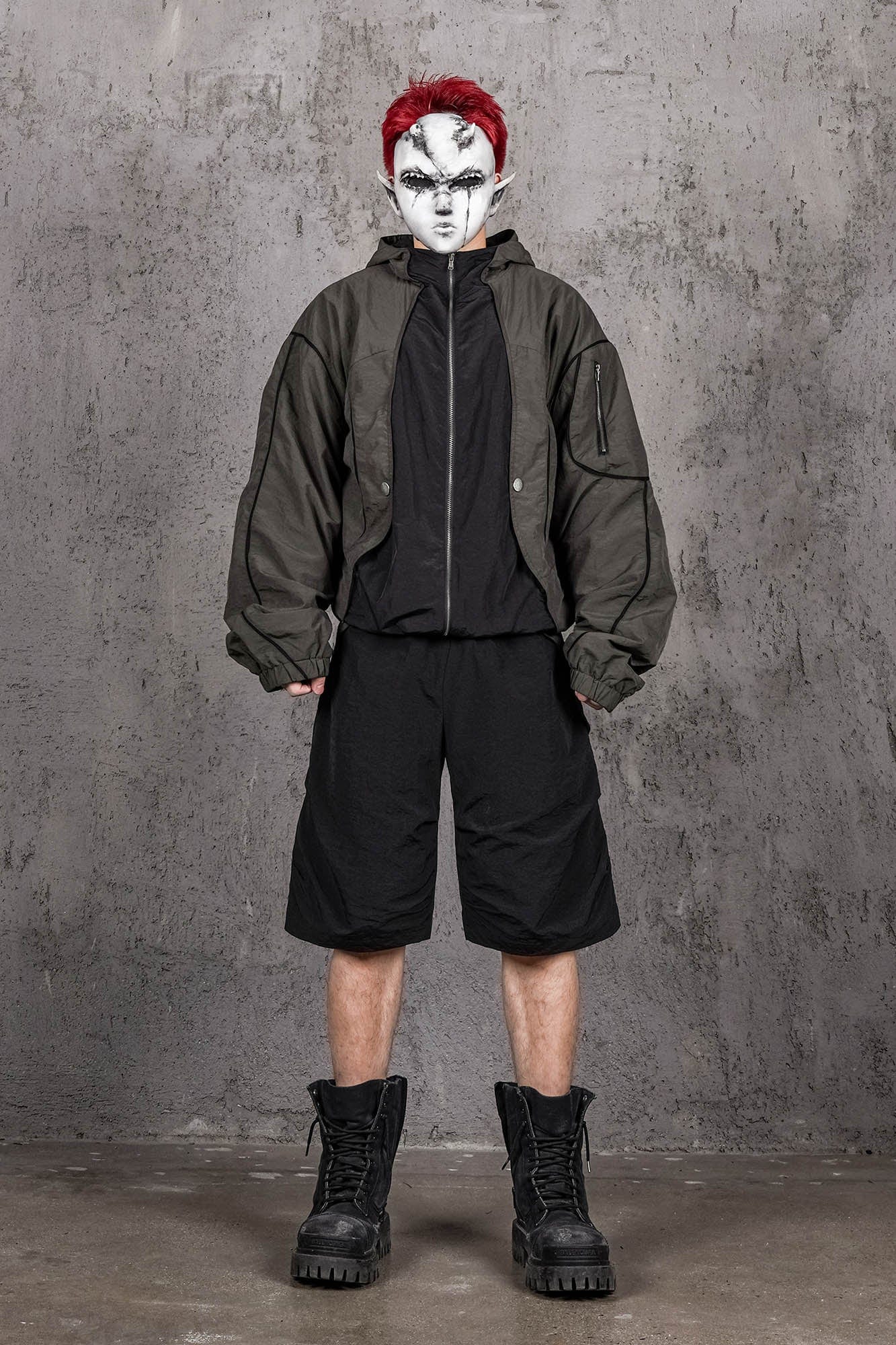 UNDERWATER Dull Leaf Mesh Spliced Shots-Shorts-S-Free Shipping Leatheretro